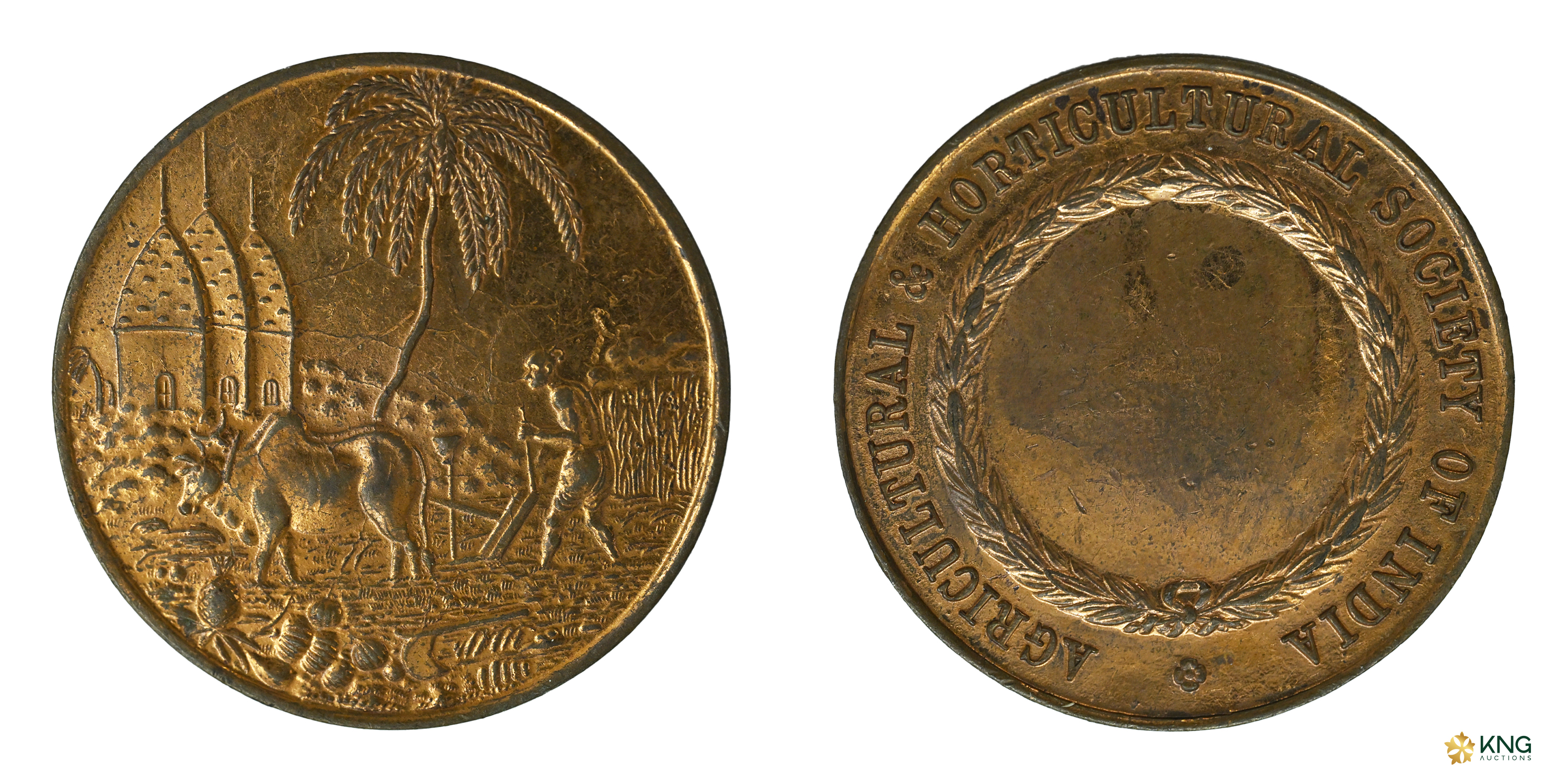 Agricultural and Horticultural Society of India , copper medal (19.70 g, 44.38 mm). Obv: H