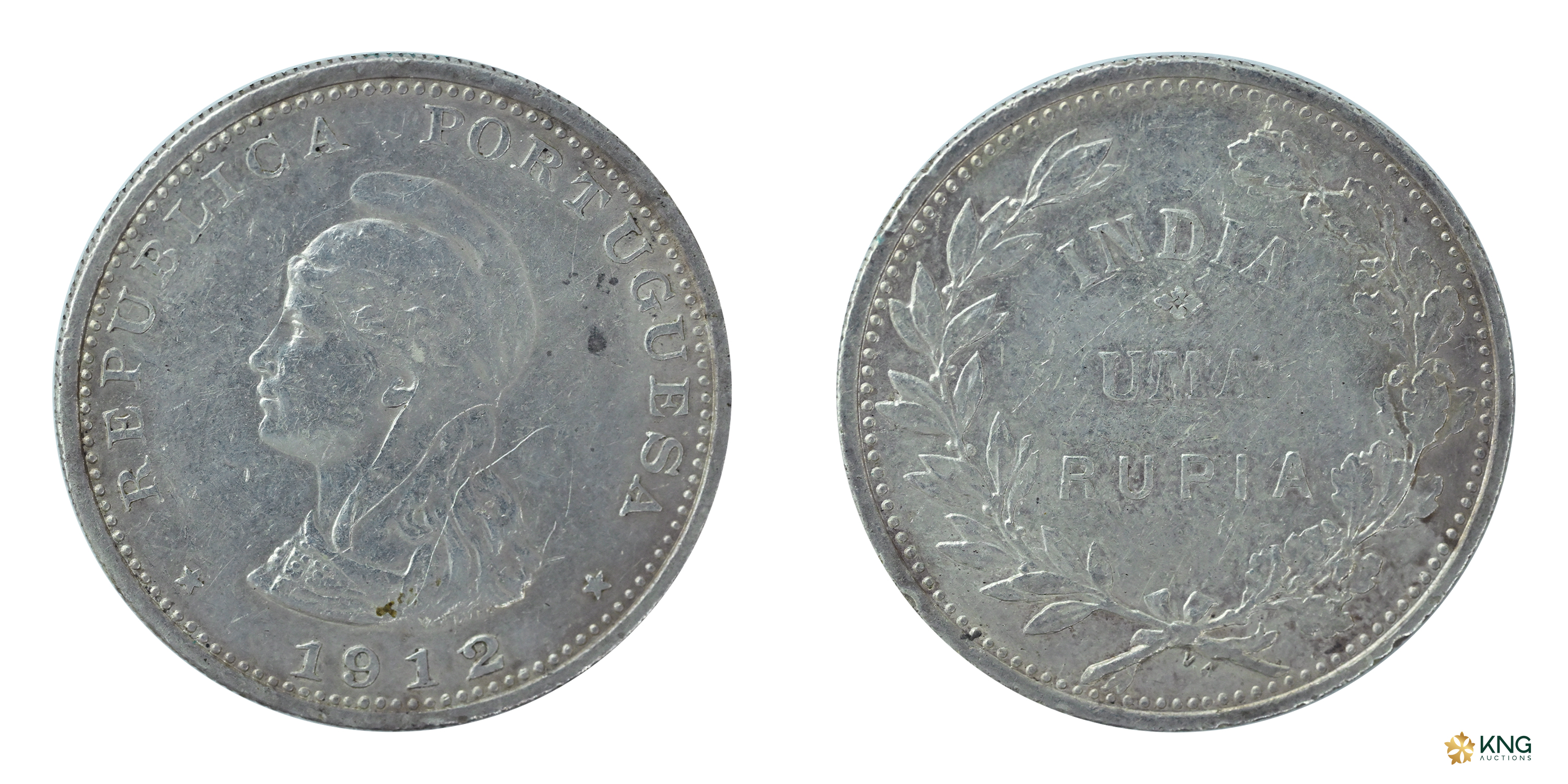 Indo-Portuguese, Portuguese Administration , silver 1 rupia (11.67 g, 30.49 mm), Lisbon mi