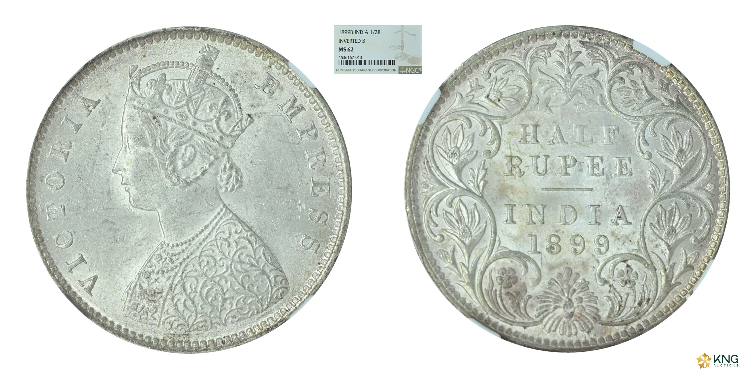 British India , Victoria Empress , silver ½ rupee (5.80 g, 24.44 mm), 1899, Bombay mint , 