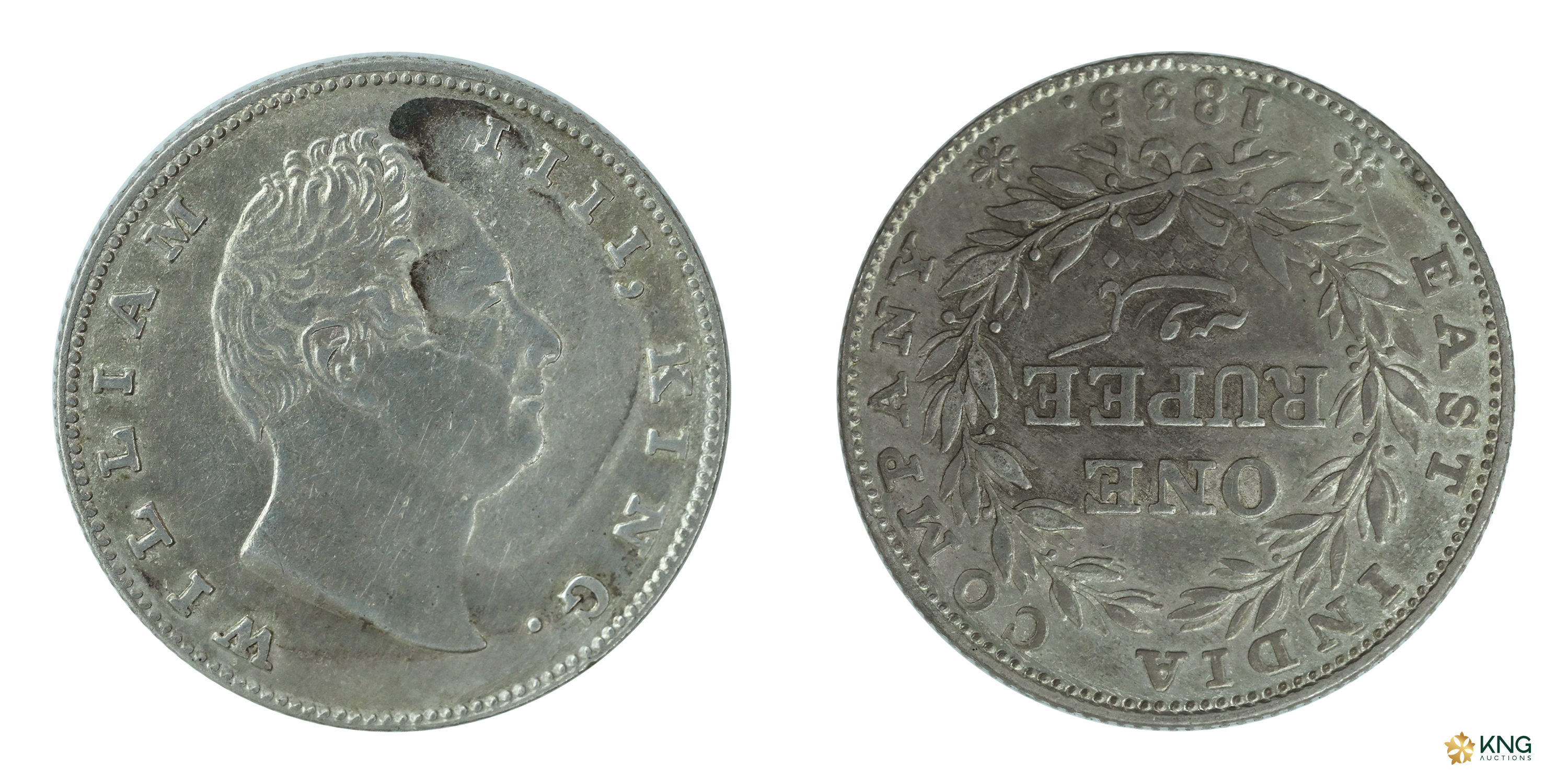 British India , William IV , silver rupee (11.55g, 30.48mm), 1835, Bombay mint , Reverse I