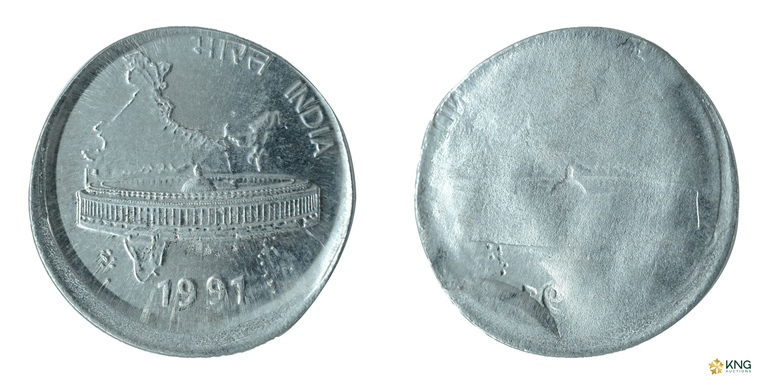 Republic India , error FSS 50 paise (3.78 g, 23.57 mm), 1991, Calcutta mint. Capped die er