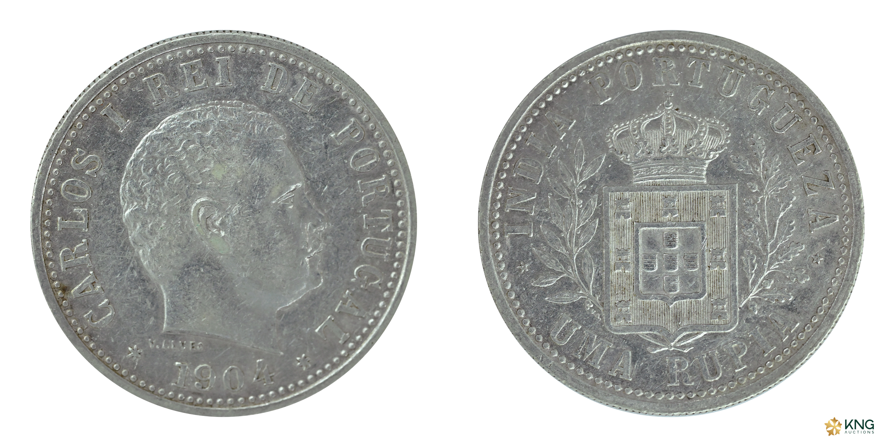 Indo-Portuguese, Portuguese Administration, Carlos I (AD 1889–1908), silver 1 rupia (11.59