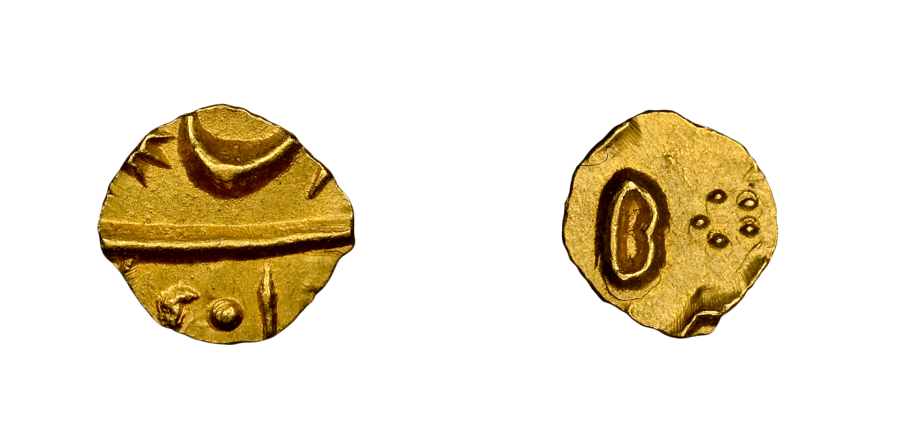 Calcutta Mint: post-1761 issues, First gold coinage, gold Sixty-Fourth Mohur in the name o