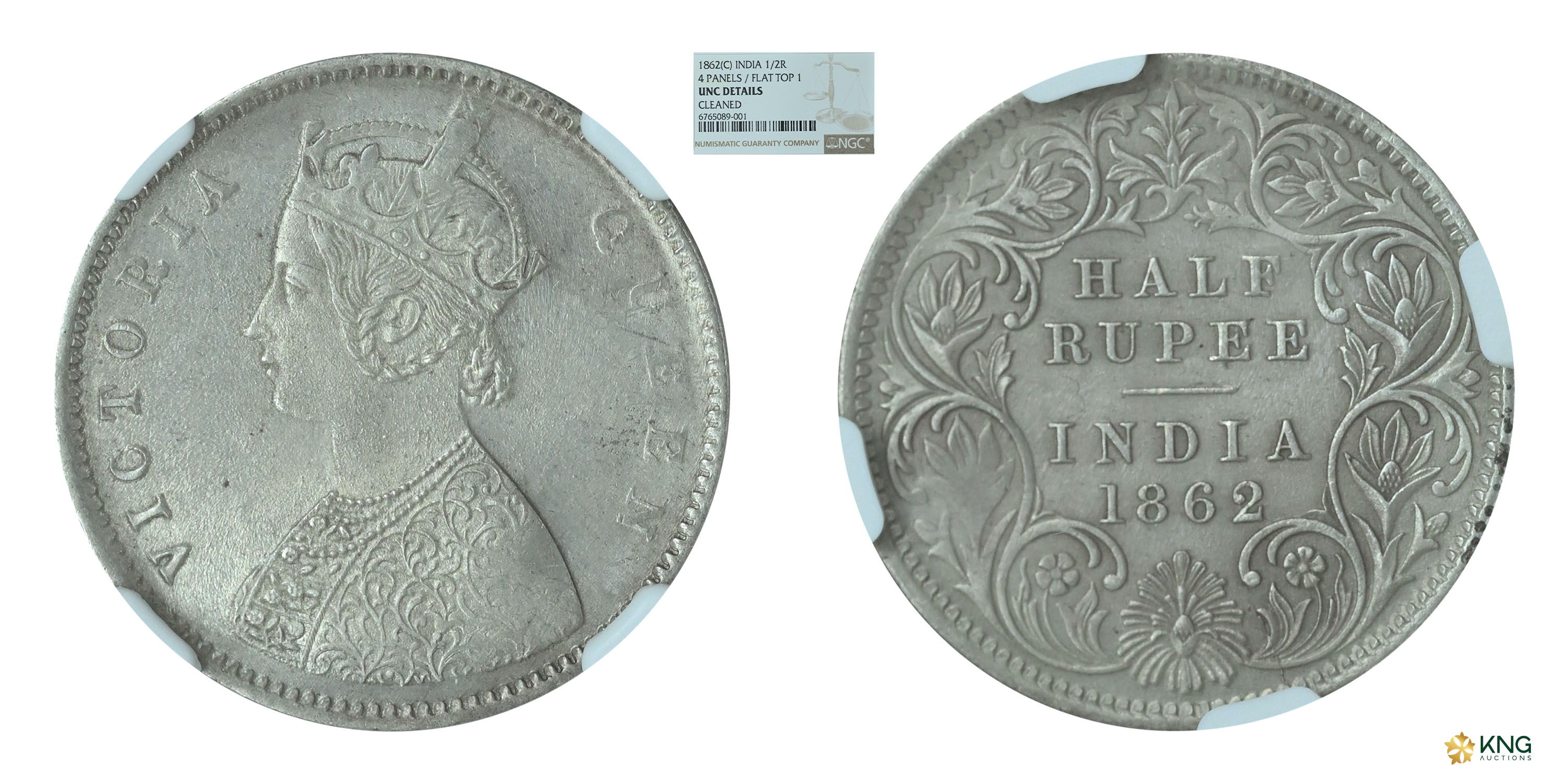 British India, Victoria Queen , silver ½ rupee , 1862 , Calcutta mint, Obv. A / Rev. I. PR