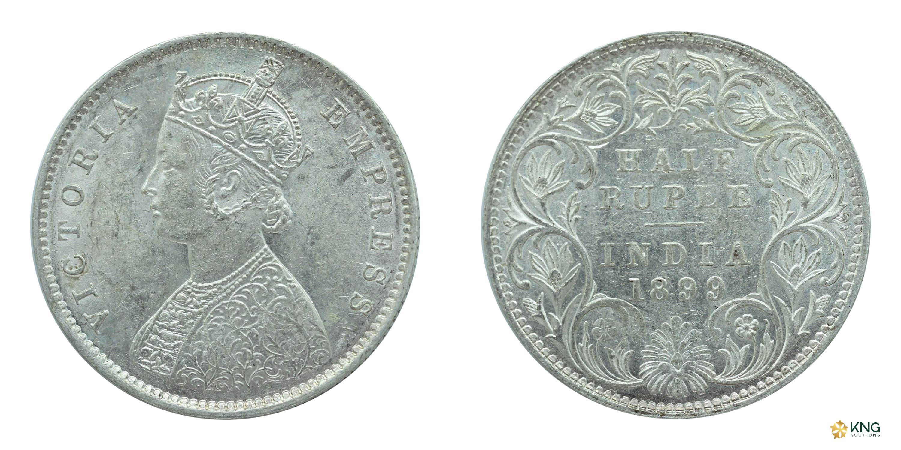 British India , Victoria Empress , silver ½ rupee (5.80 g, 24.44 mm), 1899, Bombay mint , 