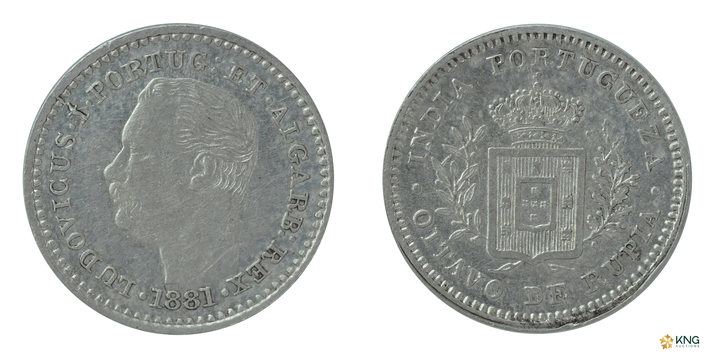 Indo-Portuguese, Colonial Coinage, Luiz I (AD 1861–1889), silver ⅛ rupia (Oitavo) (1.43 g,