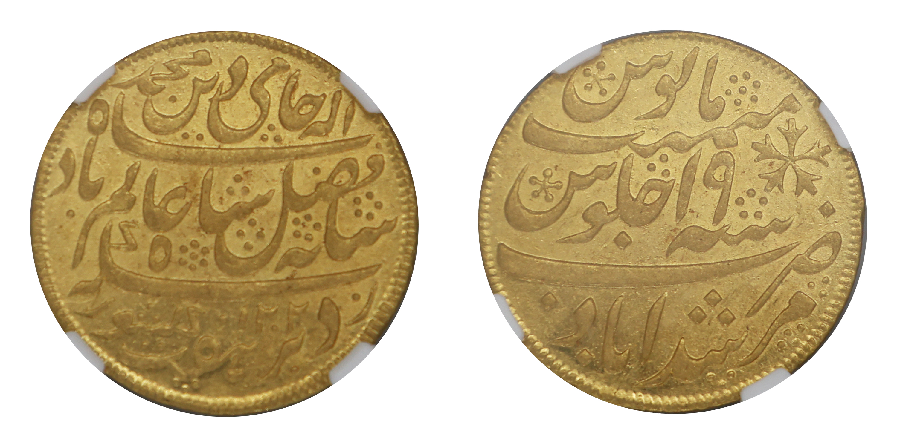Bengal Presidency, Murshidabad Mint, Gold ½ Mohur, AH 1202/19 RY , " Saya-e-fazle elah " C