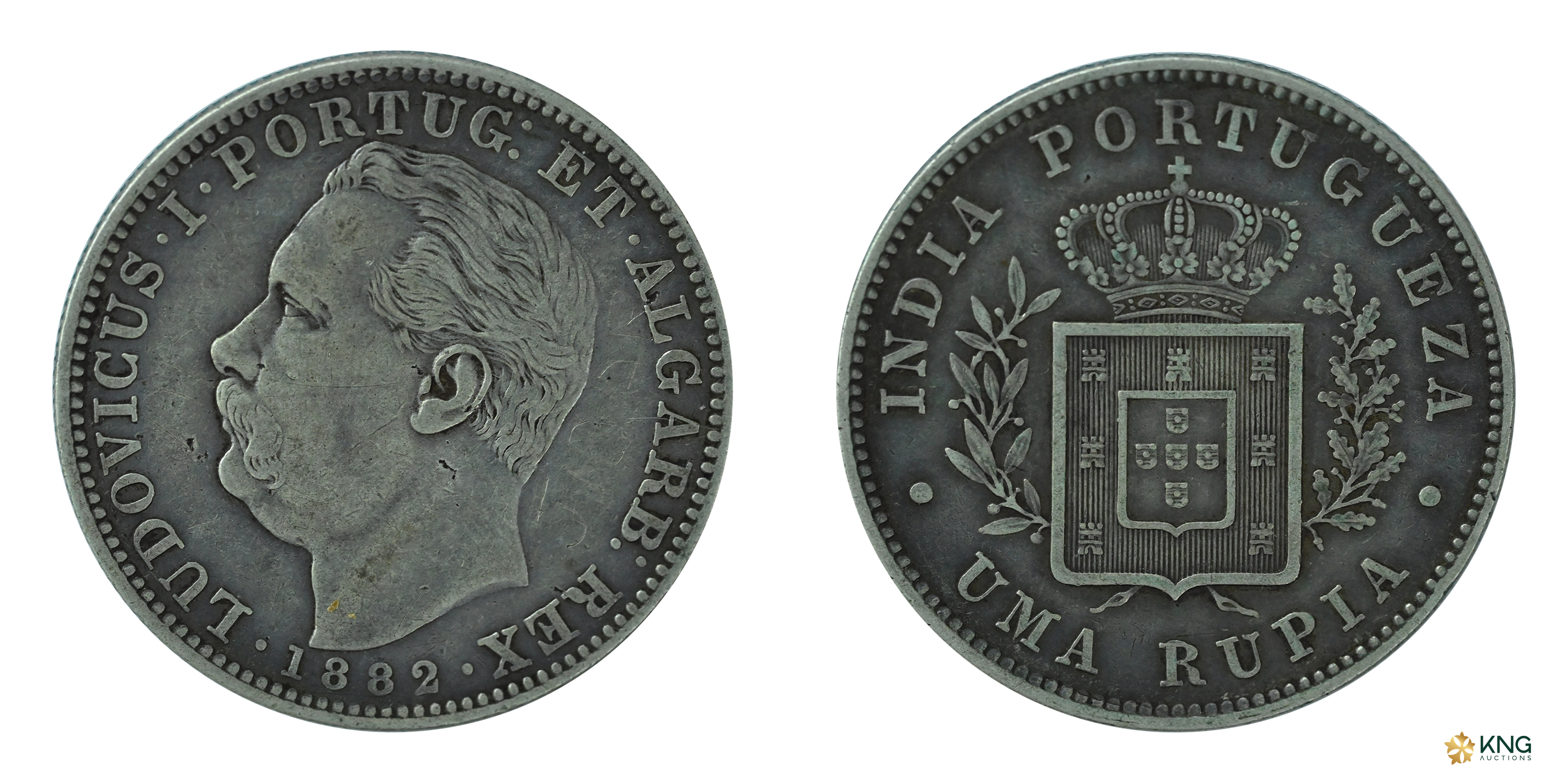 Portuguese India, Colonial Coinage, Goa, D. Luís I (AD 1861–1889), silver 1 rupia (11.59 g