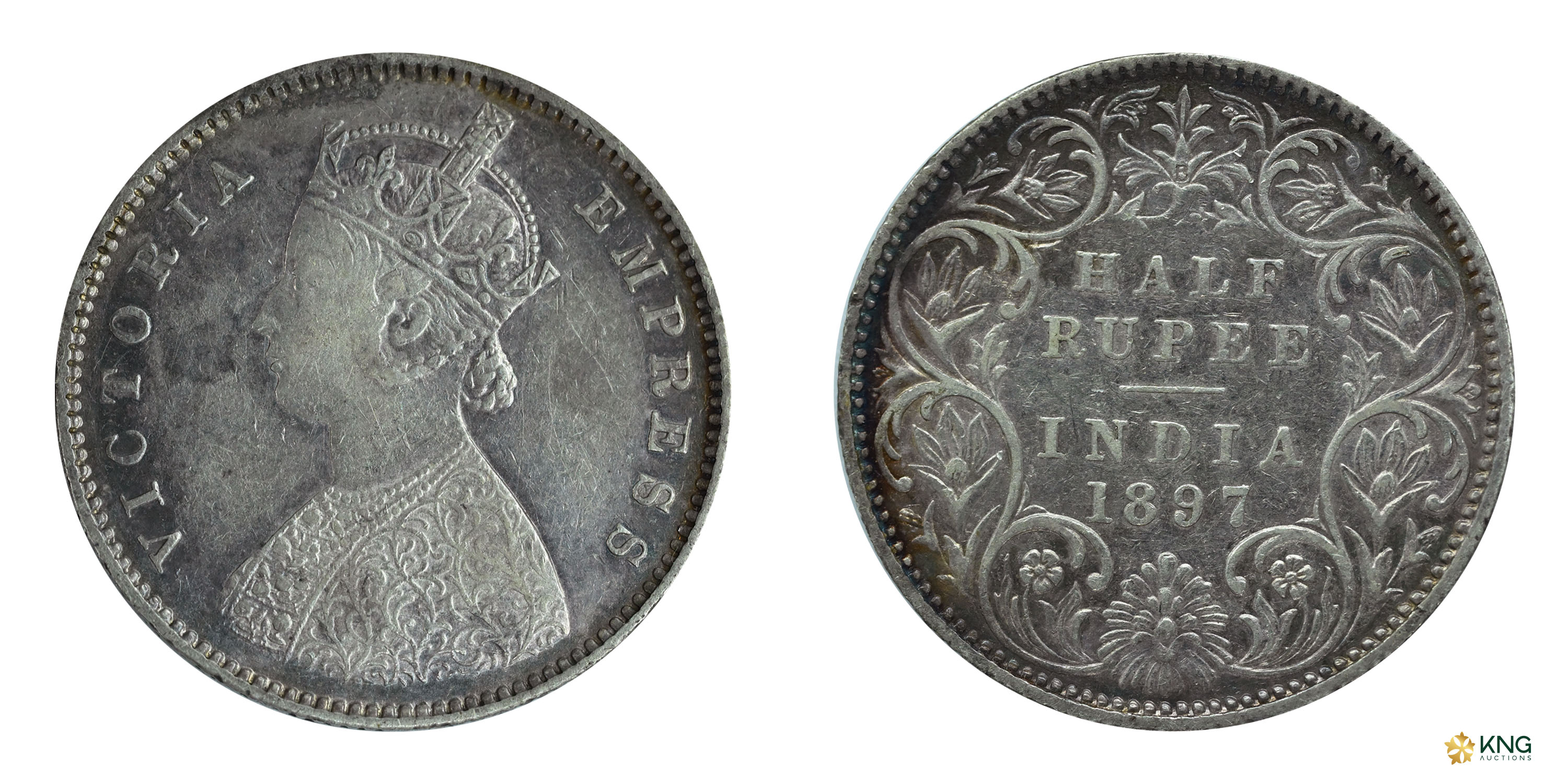 British India , Victoria Empress , silver ½ rupee ( 5.79g, 24.36mm), 1897, Bombay mint , A