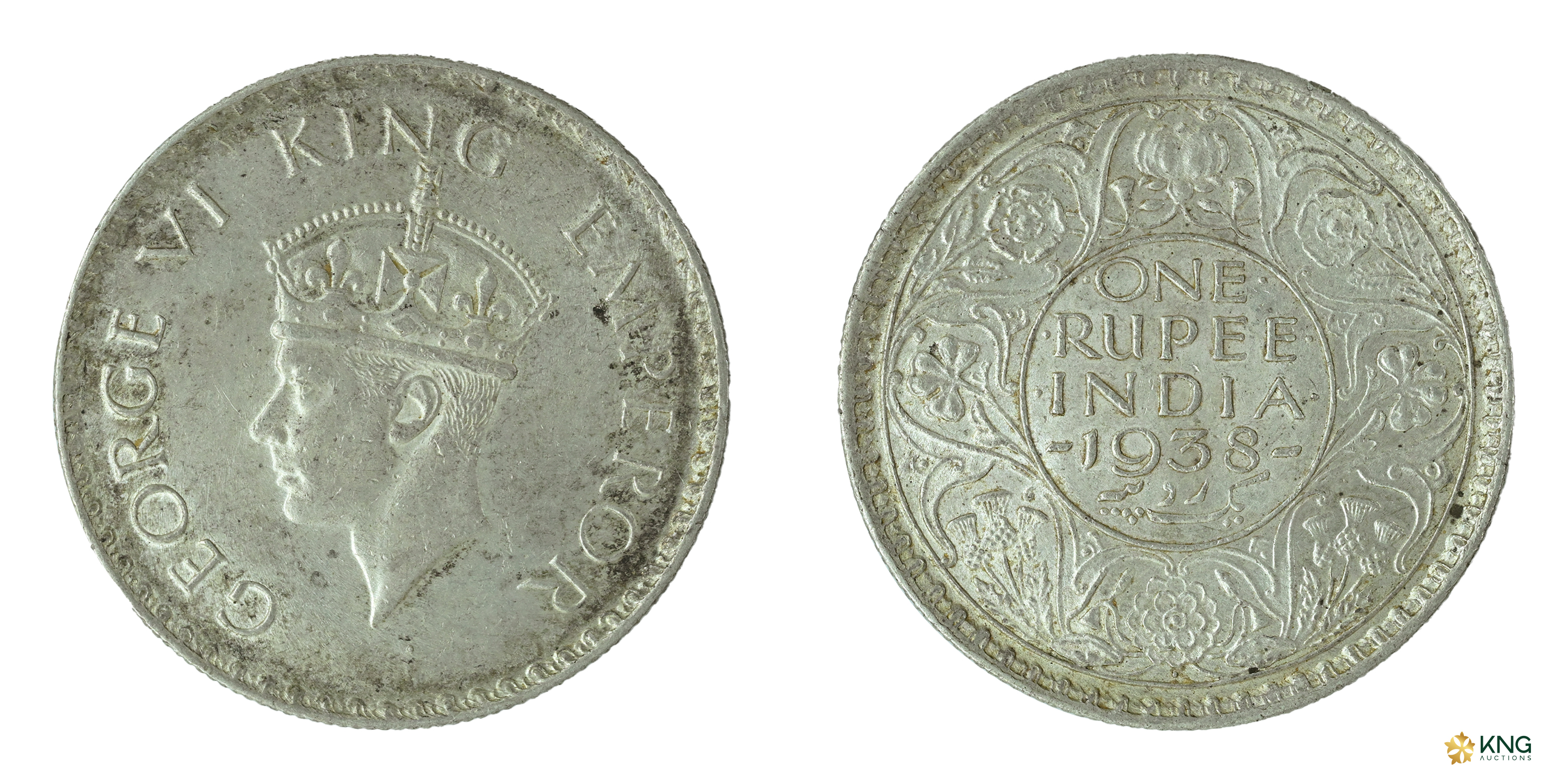 British India, George VI, King Emperor , silver 1 rupee (11.60g, 30.55mm), Bombay mint, 19