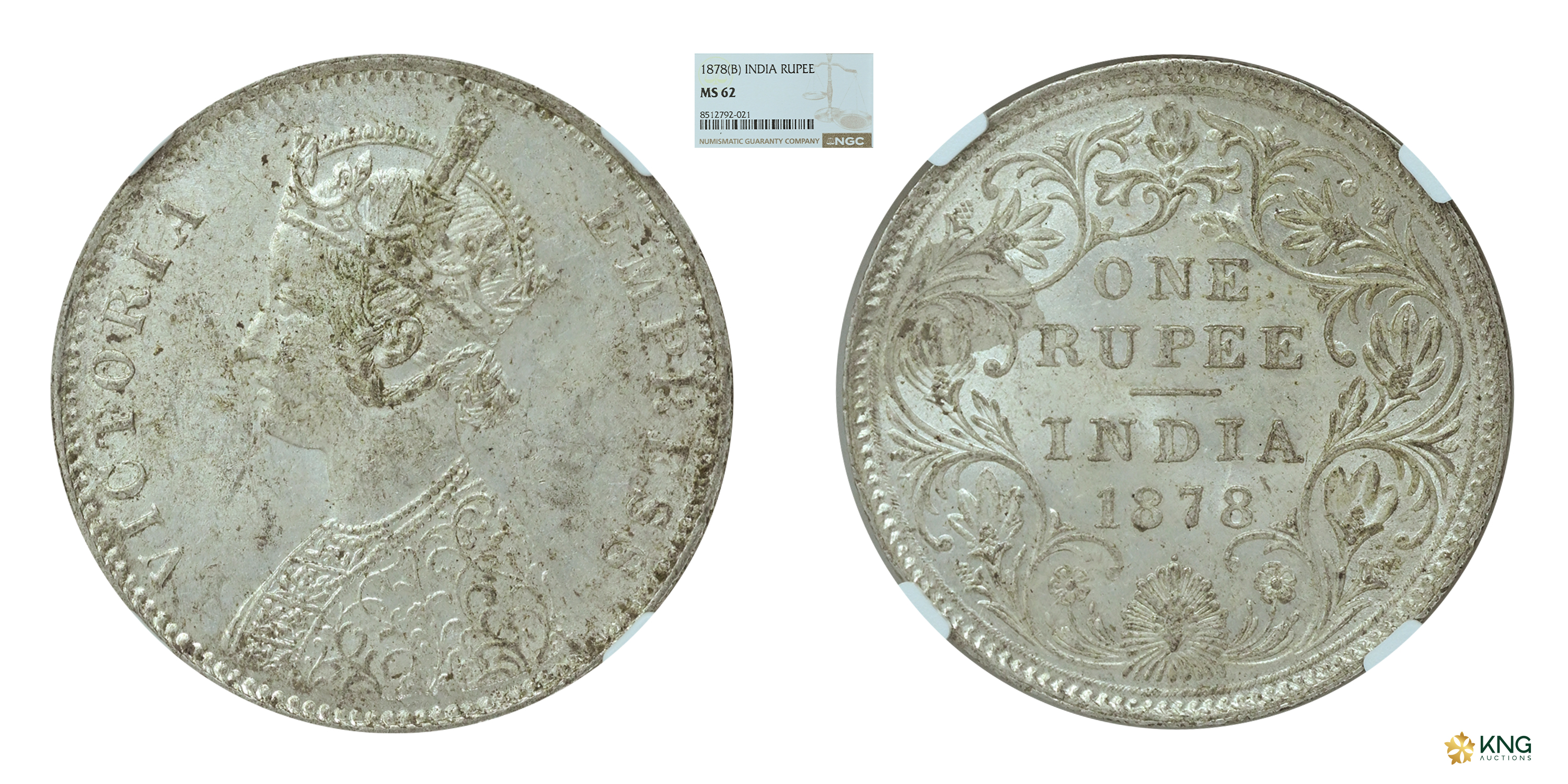 British India, Victoria Empress , silver rupee , 1878 , Bombay mint, with dot mint mark. P
