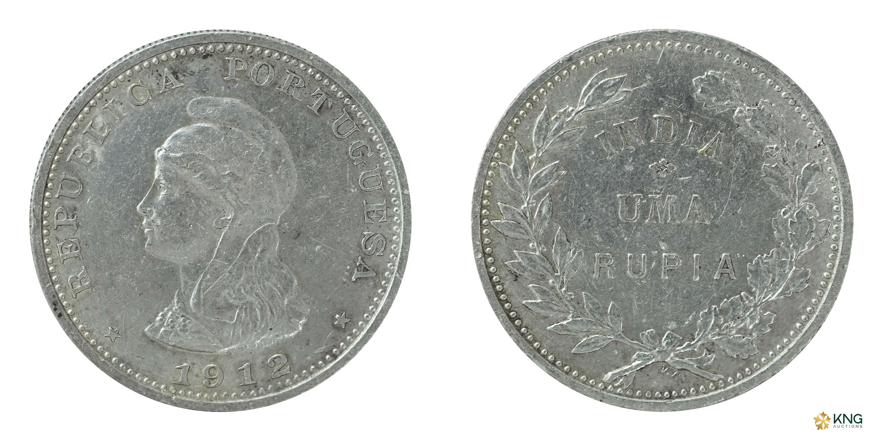 Indo-Portuguese, Portuguese Administration , silver 1 rupia (11.60 g, 30.51 mm), Lisbon mi