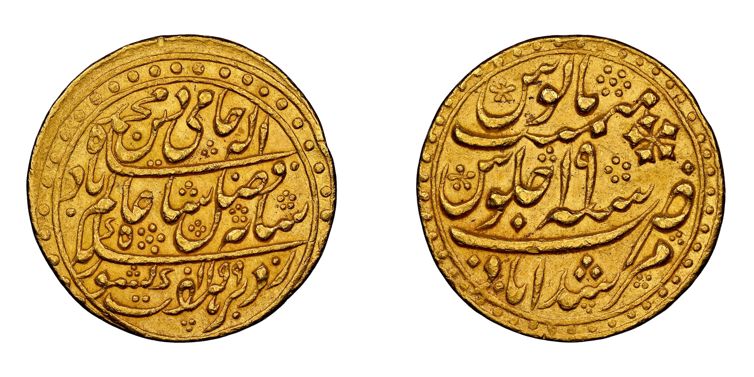 INO Shah Alam II (AH 1174-1221, 1759-1806 AD), Gold semi-machine struck Mohur,