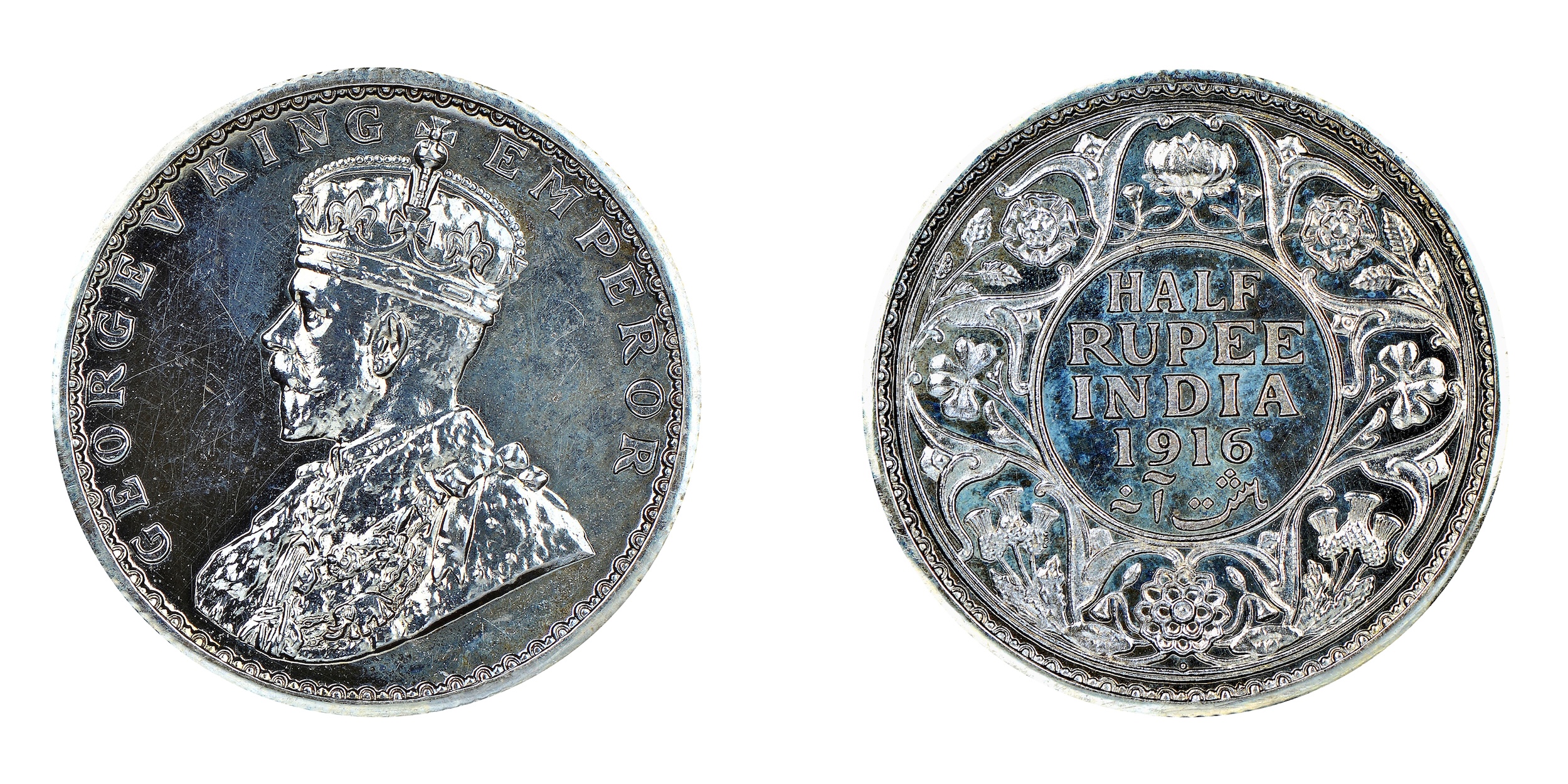 1916, King George V , Silver 1/2 Rupee, Bombay Mint , Proof Restrike, Graded &amp; Slabbed