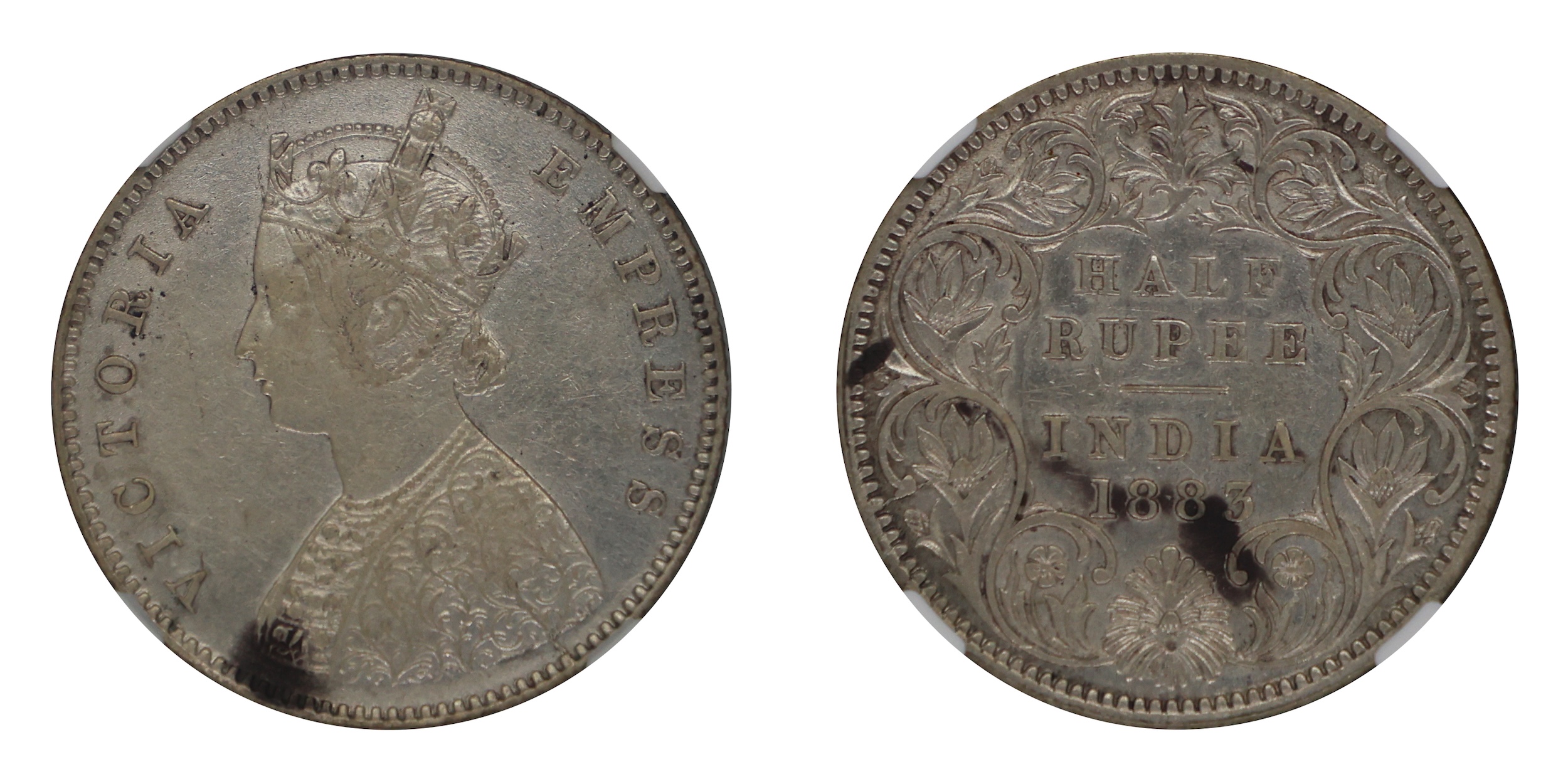 1883, Victoria Empress , Silver&nbsp;1/2 Rupee,&nbsp; Calcutta&nbsp;Mint, A/I/C incused , 