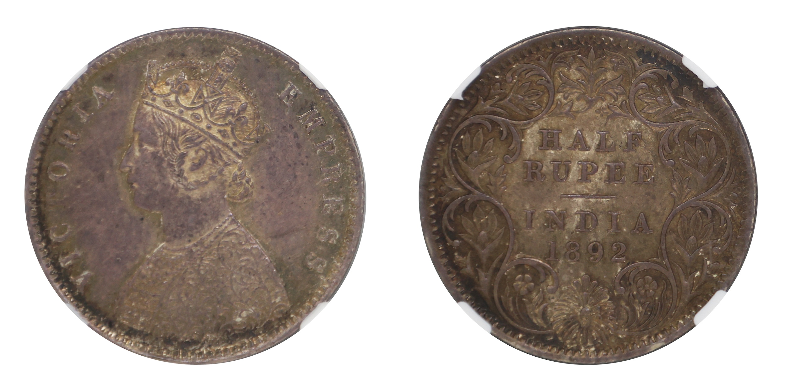 1892, Victoria Empress , Silver 1/2 Rupee, Calcutta Mint, A/I/C incused , PR# 276, GK# 647