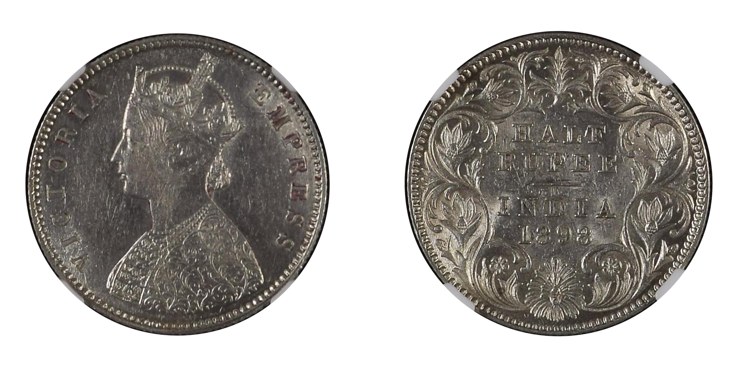 1898, Victoria Empress , Silver 1/2&nbsp;Rupee,&nbsp; Calcutta&nbsp;Mint, A/I/C incused, P