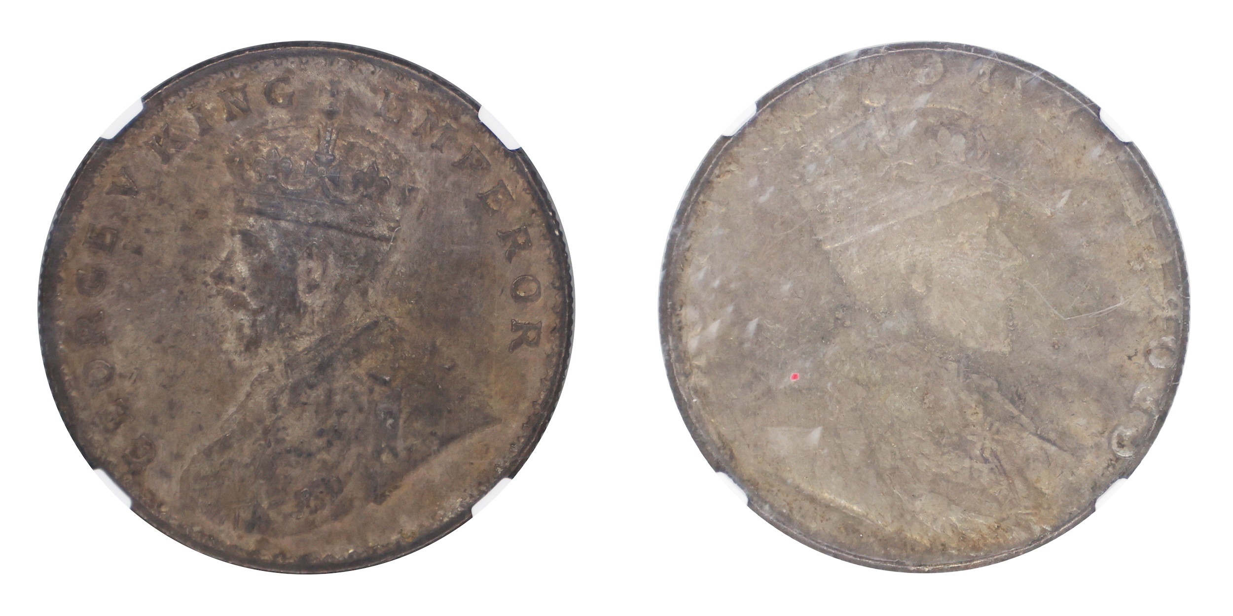King George V , (1911-1935), Silver Rupee, Error: Obverse Lakhi or Brockage , complete and