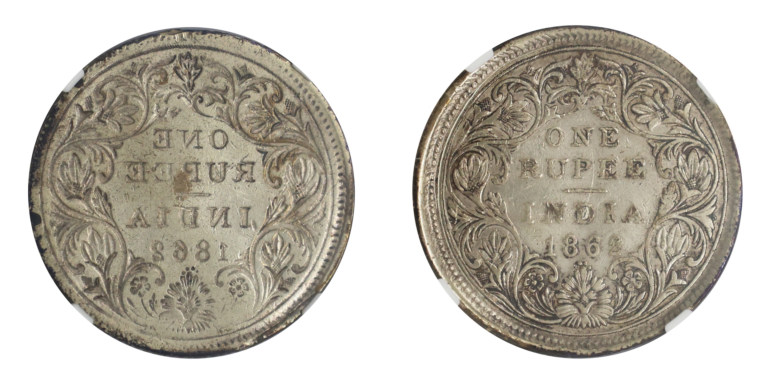 1862, Queen Victoria, Silver Rupee, 0–4 dot Reverse “Lakhi” Variety , weighing approximate