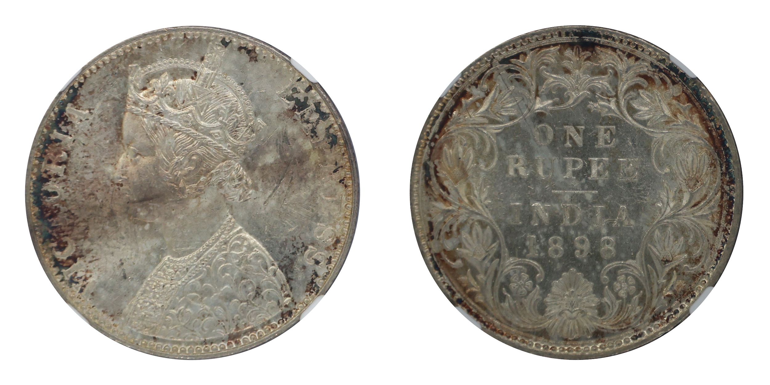 1898, Victoria Empress, Silver Rupee, Bombay Mint , C2/I/B Incuse , PR # 84, GK# 585, Grad