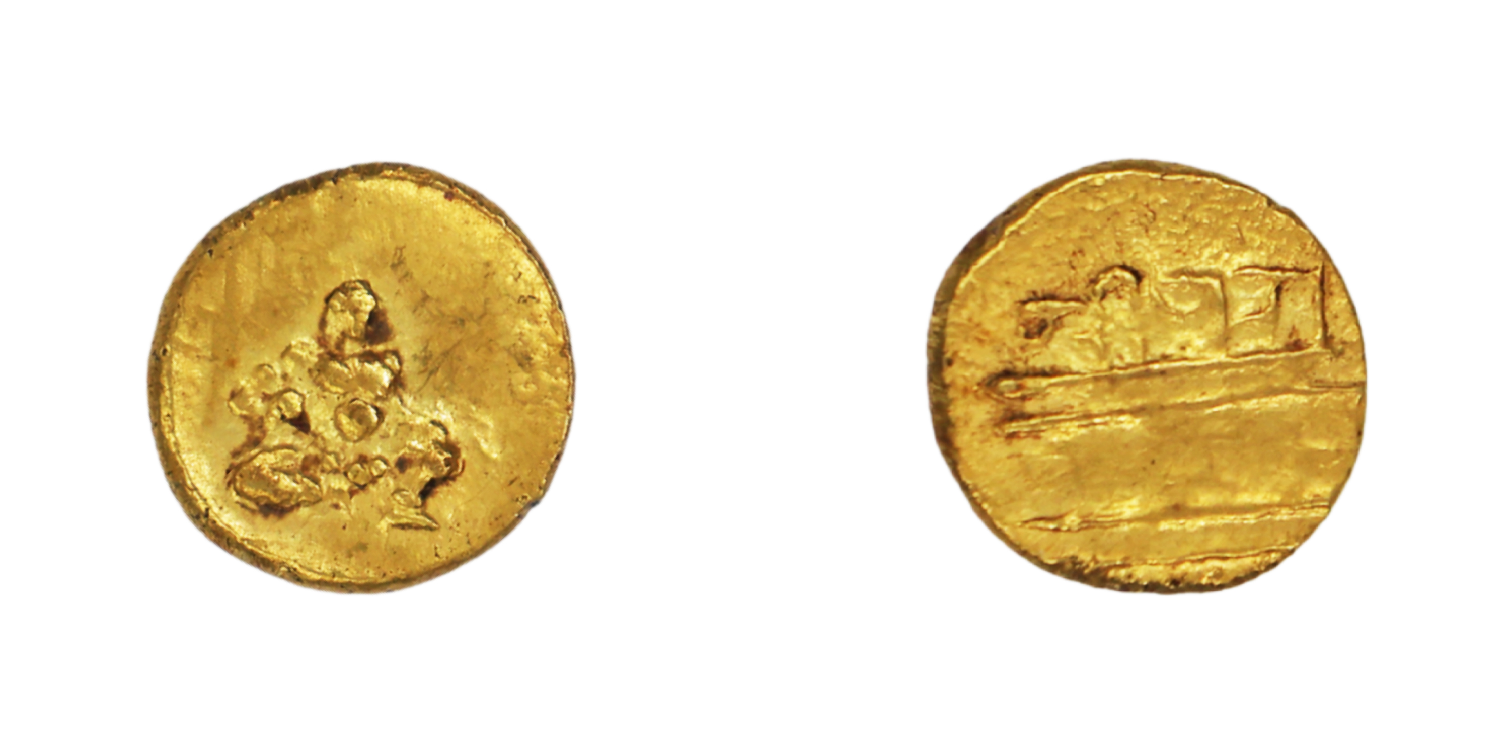 Vijaynagar Empire, Krishna Deva Raya (1509-1529 AD), Gold 1/2 Pagoda, 1.67g, 10.86mm, Obv: