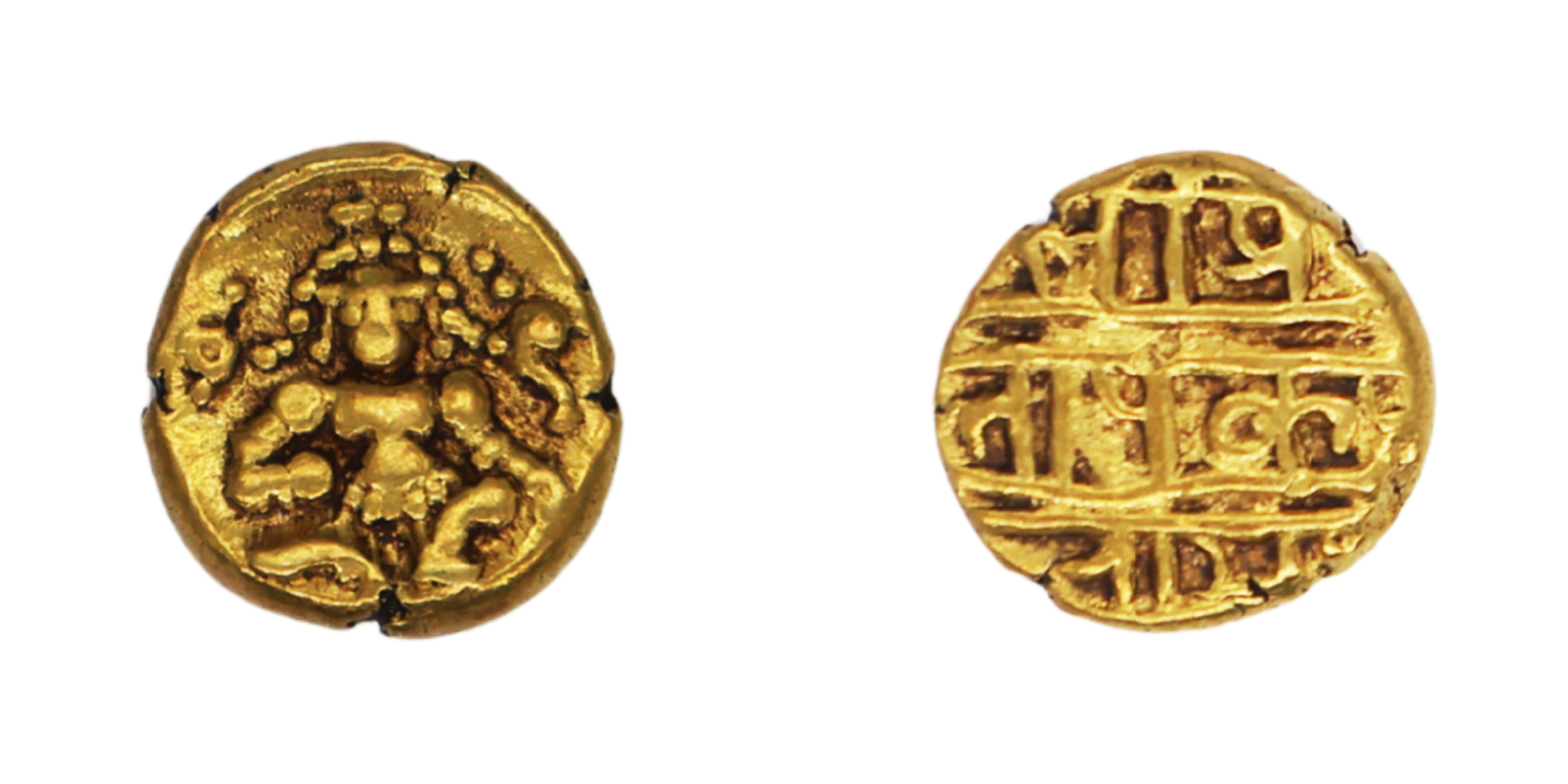 Vijaynagar Empire, Krishna Deva Raya (1509-1529 AD), Gold 1/2 Pagoda , 1.67g, 9.40mm, Obv: