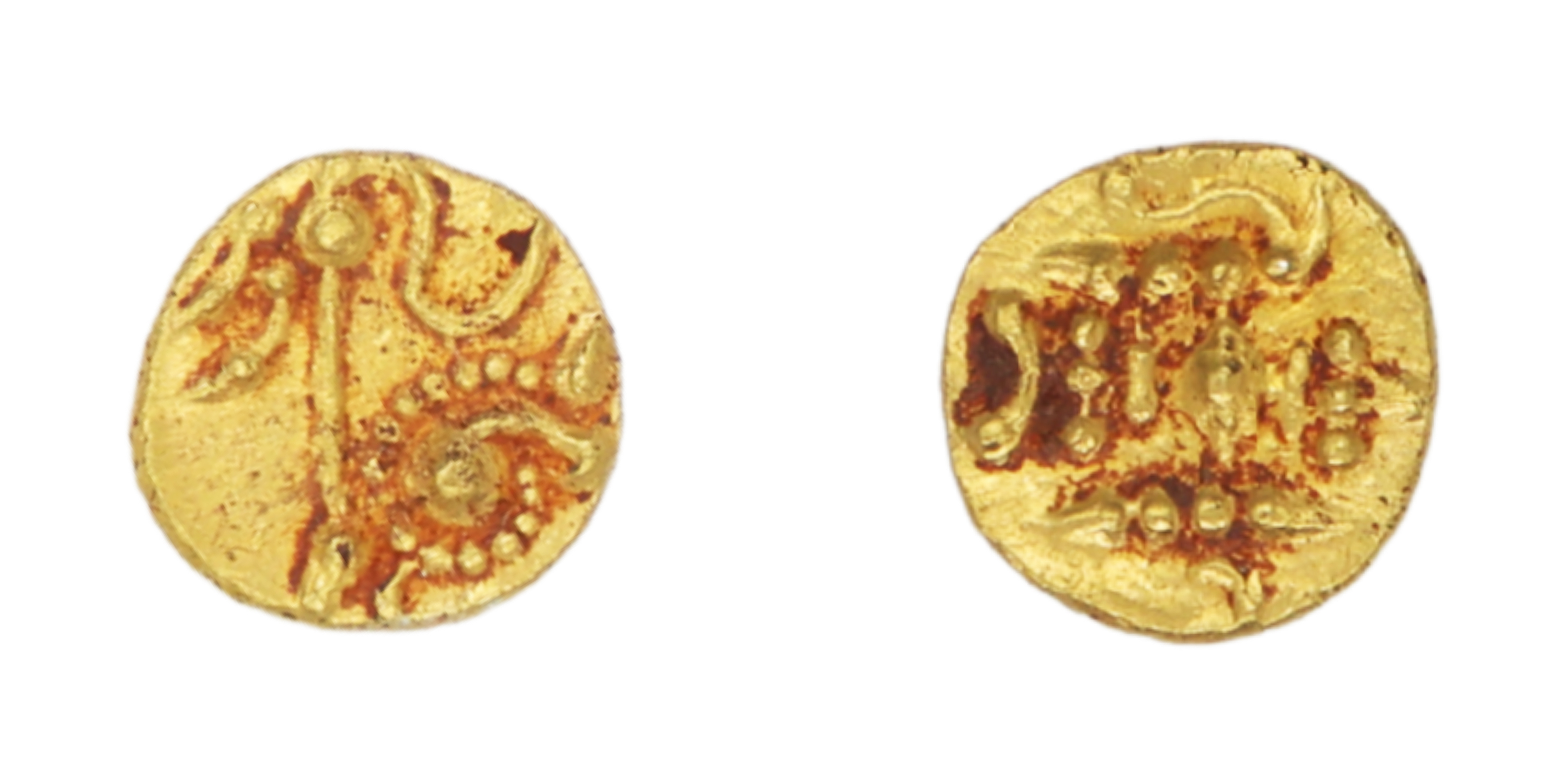 Chalukyas of Kalyana, Karnataka Region, Anonymous issue, Gold Fanam ,0.37g, 7.30mm, Obv: S
