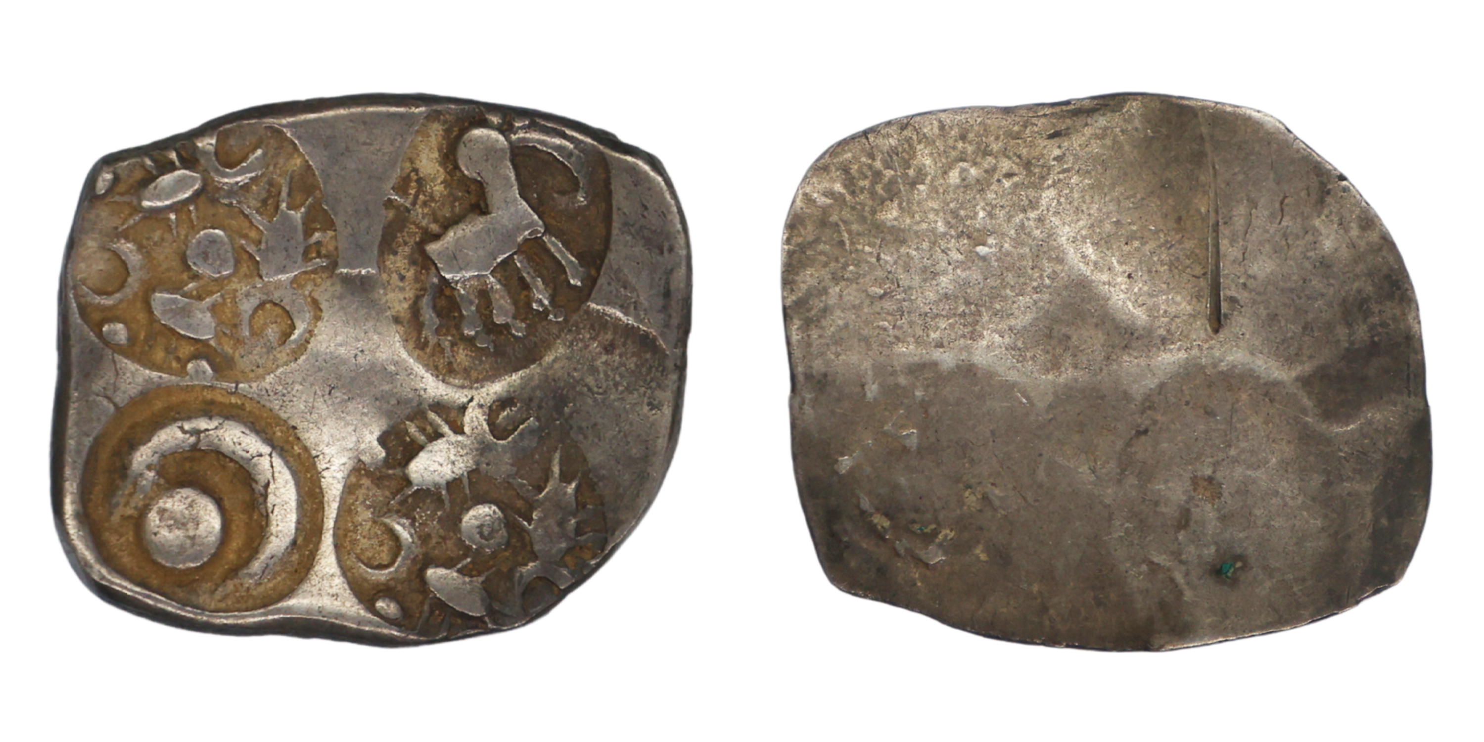 Chedi Janapada, Silver Karshapana , 3.40g, 21.83x19.13mm, ABBC Pattern, Elephant, bold dot