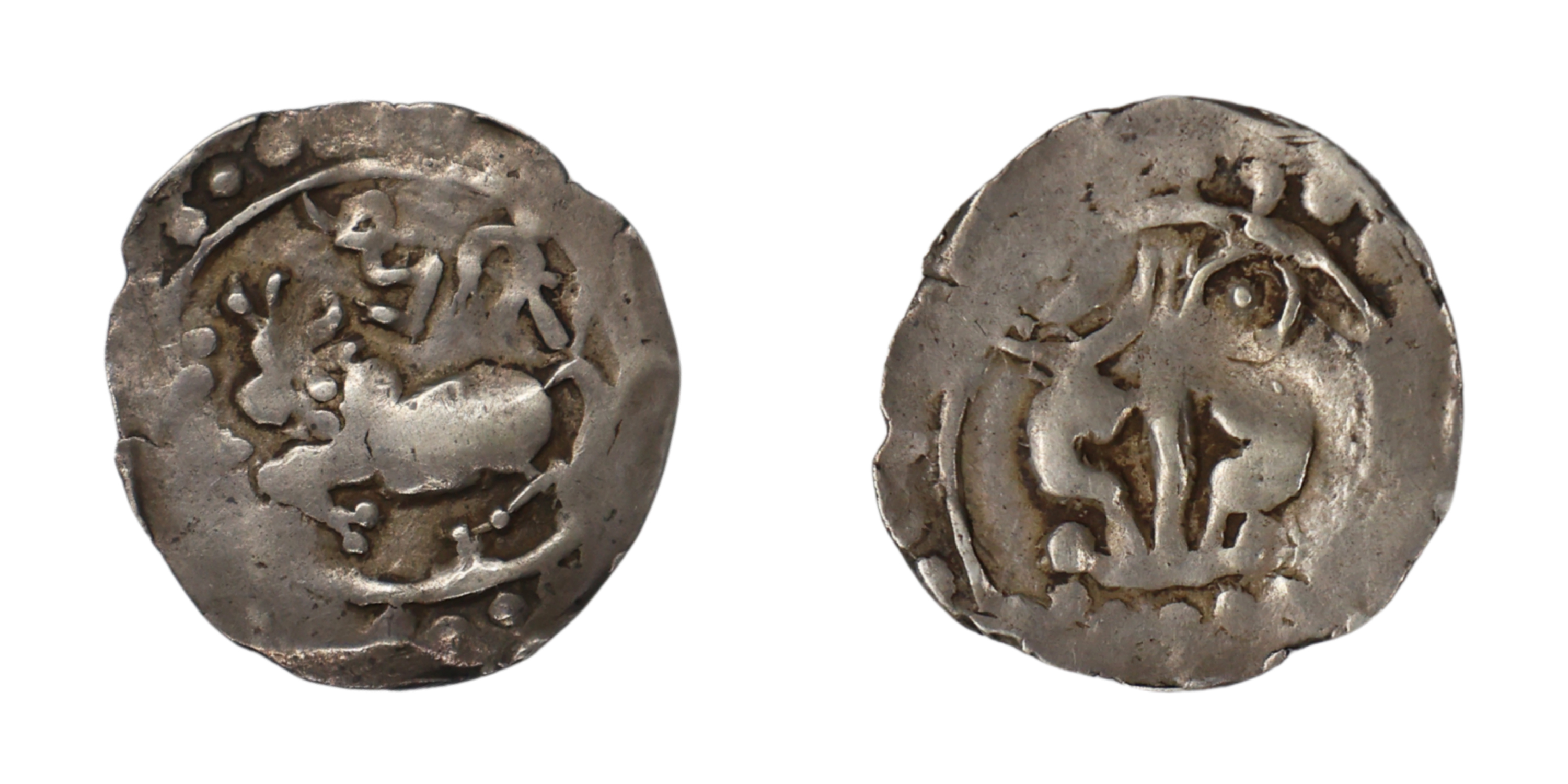 Chandras of Arakan, Pritichandra (6 Century CE), Silver 1/8 Unit , 1.88g, 19.32mm, Obv: a 