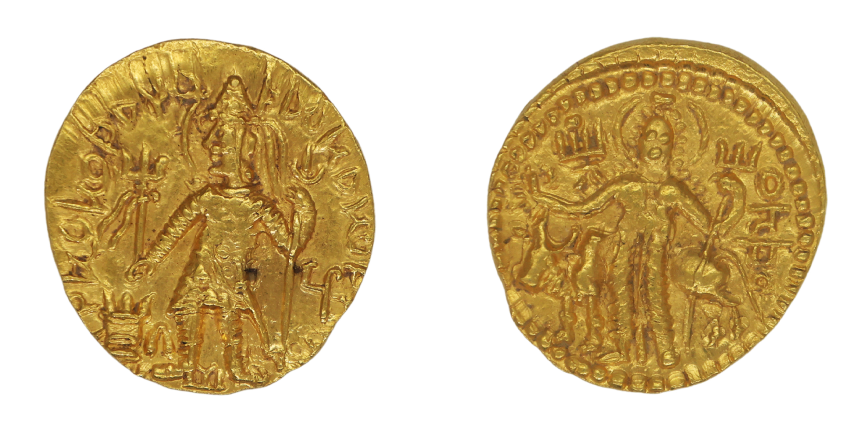 Kushana Empire, Vasudeva I (c. 190-230 AD), Gold Dinar, Osho Type, 7.78g, 19.78mm, Obv: Ki