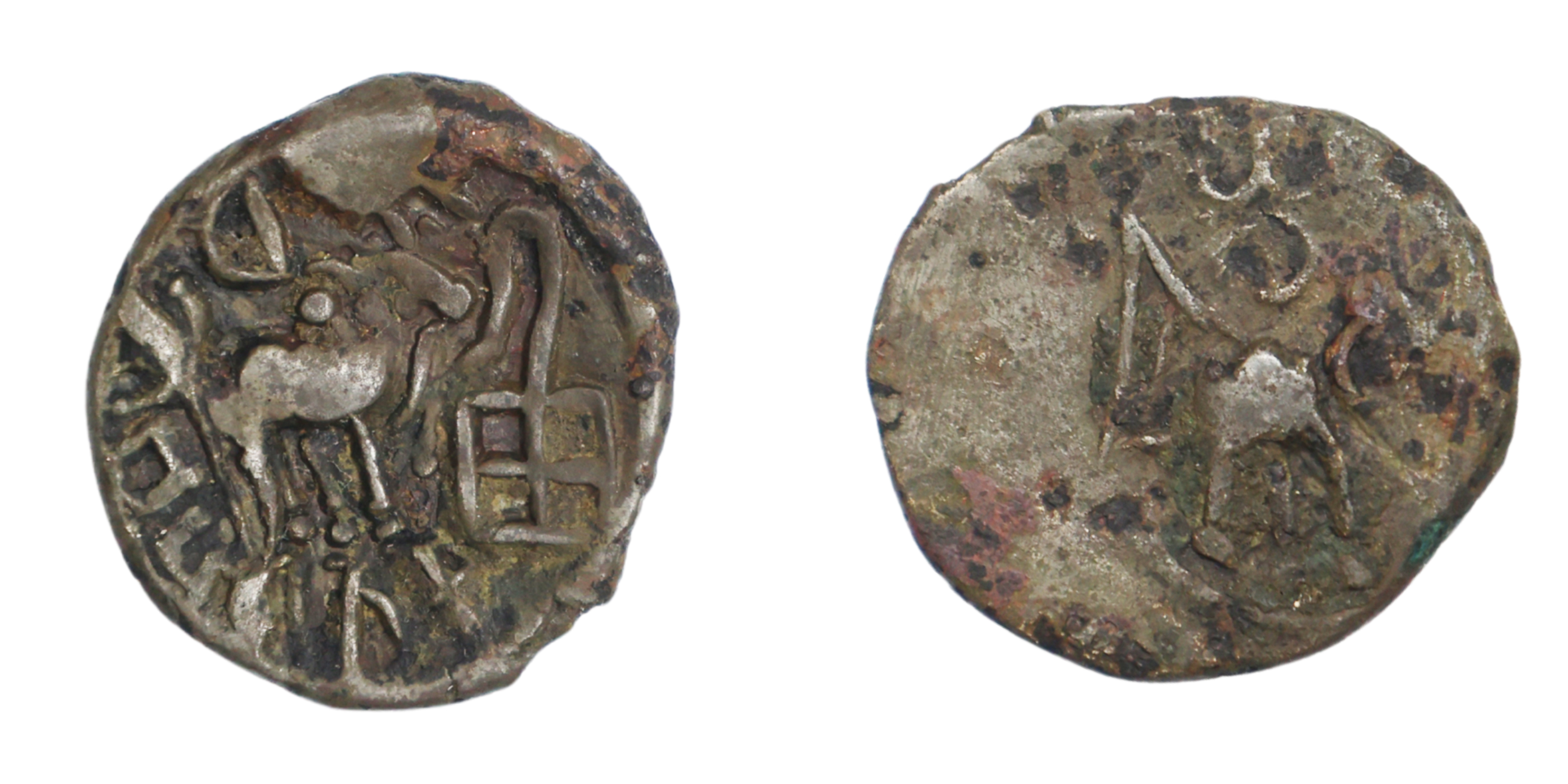 Yaudheya, Copper Unit, 4.43g, 20.49mm, Bahudhanaka type, Obv: Humped bull standing to righ