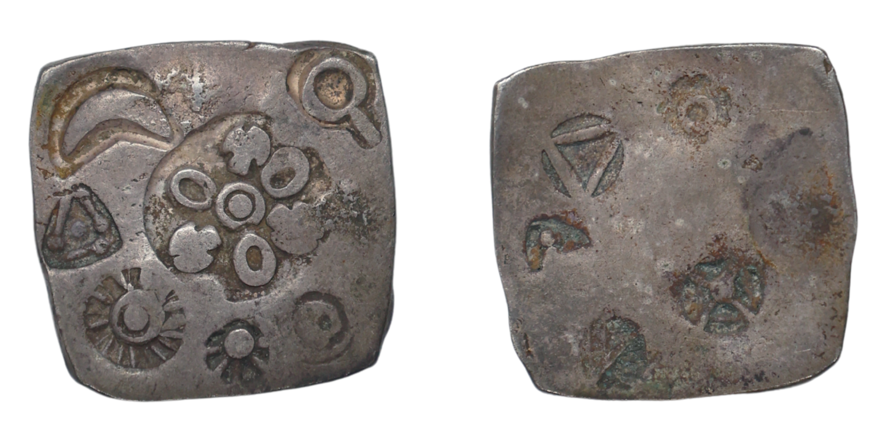 Magadha Mahajanapada, Patna Region (Bihar), Silver Vimshatika, 5.37g, 21.63x21.30mm, G/H S