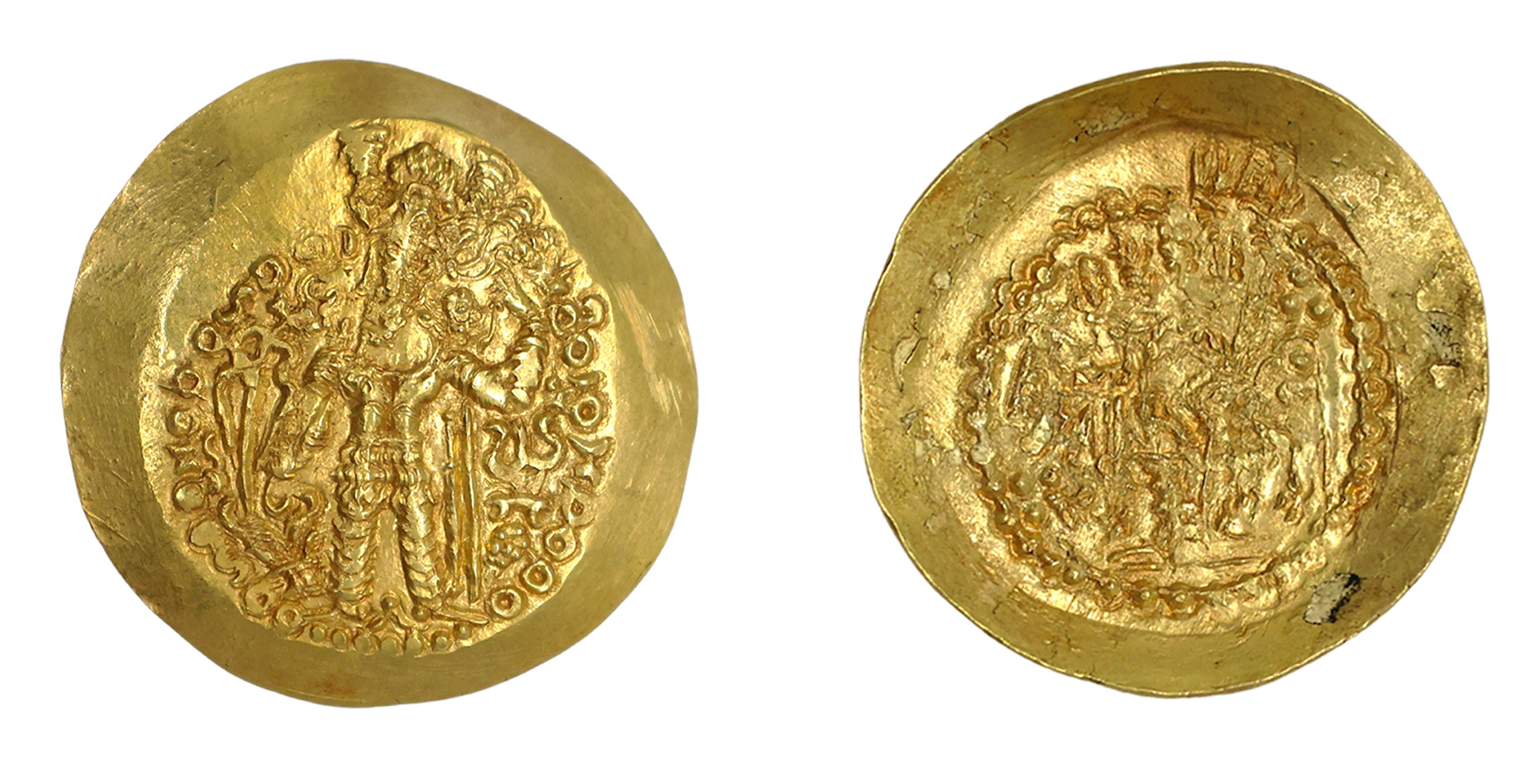 Kushano-Sasanian, Time of Kidara in name of Varahran Kushan shah (c. 350-365 AD), Gold Din