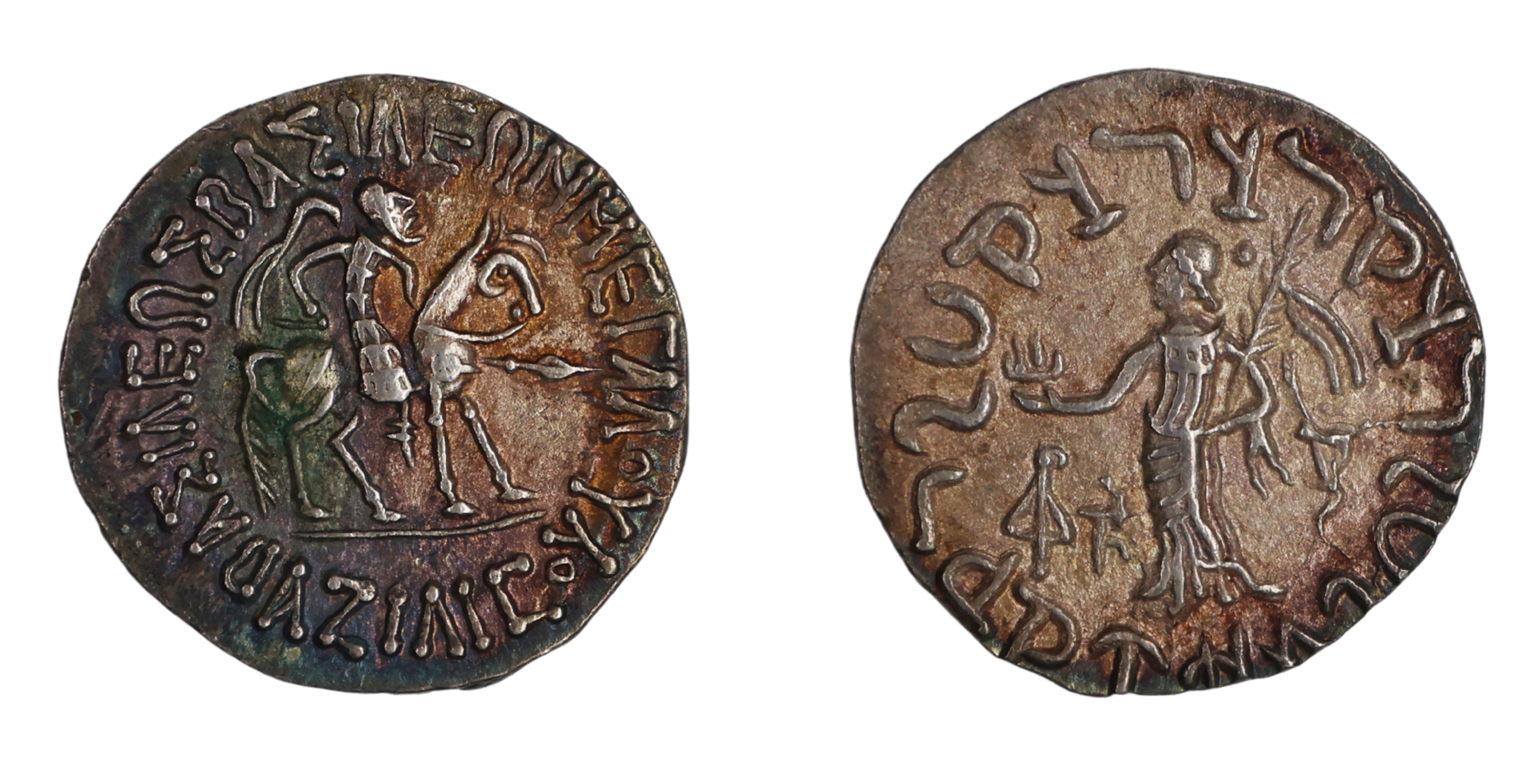 Indo Scythian, Azilises, Silver Tetradrachm , 9.31g, 27.87mm, Obv: King mounted on a horse
