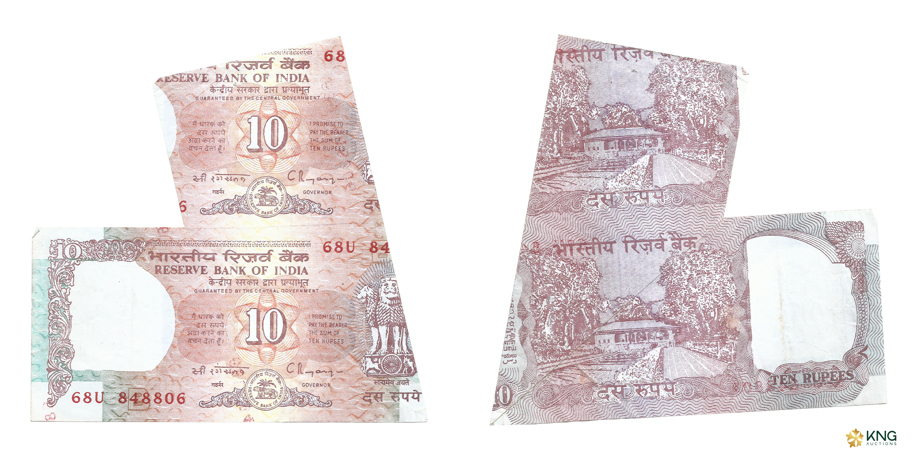 Republic India , error 10 rupees , Shalimar Series , signed by C. Rangarajan . Error: Shee