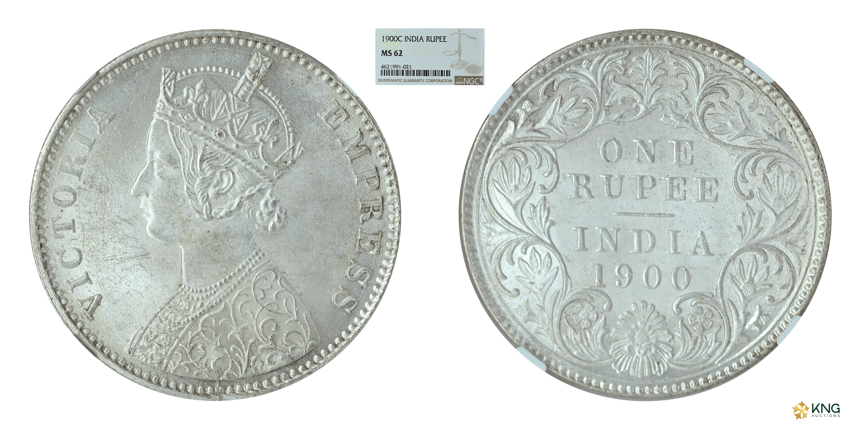 British India, Victoria Empress , silver rupee , 1900 , Calcutta mint, Obv. C3 / Rev. I , 