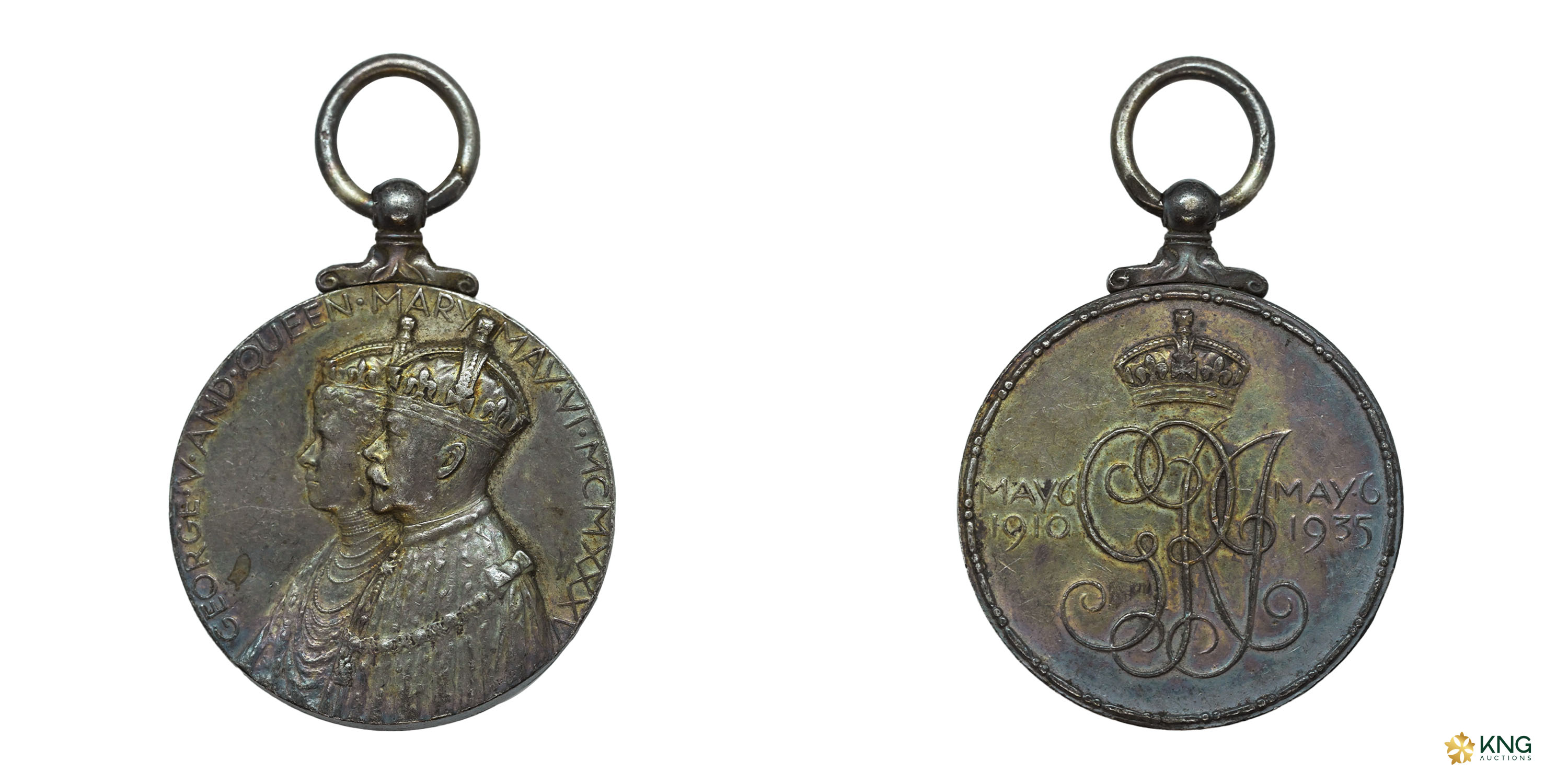 Medal, King George V, Silver Jubilee Medal,&nbsp;Obv: the left facing conjoined busts of k