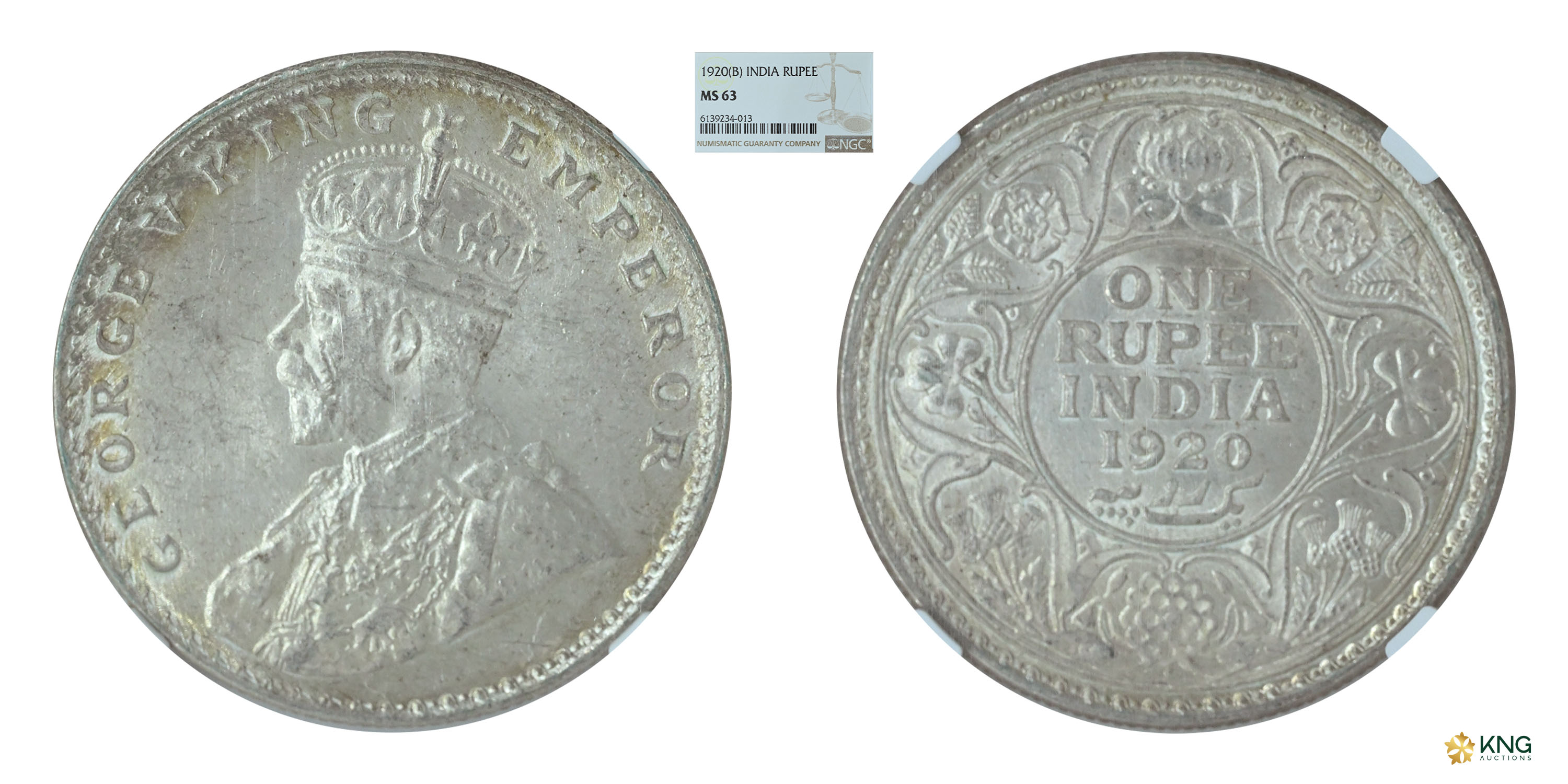 British India, George V, King Emperor , silver rupee , 1920 , Bombay mint. PR# 226 / S&amp