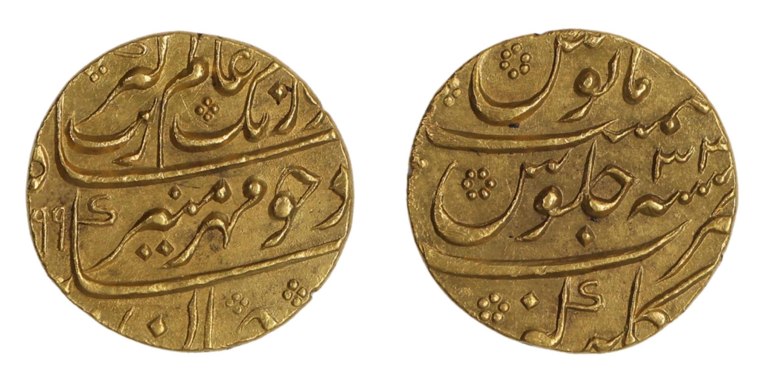 Aurangzeb Alamgir (AH 1658-1707 / AD 1068-1118), Gold Mohur , 10.94g,22.56mm, Kulbarga/Gul