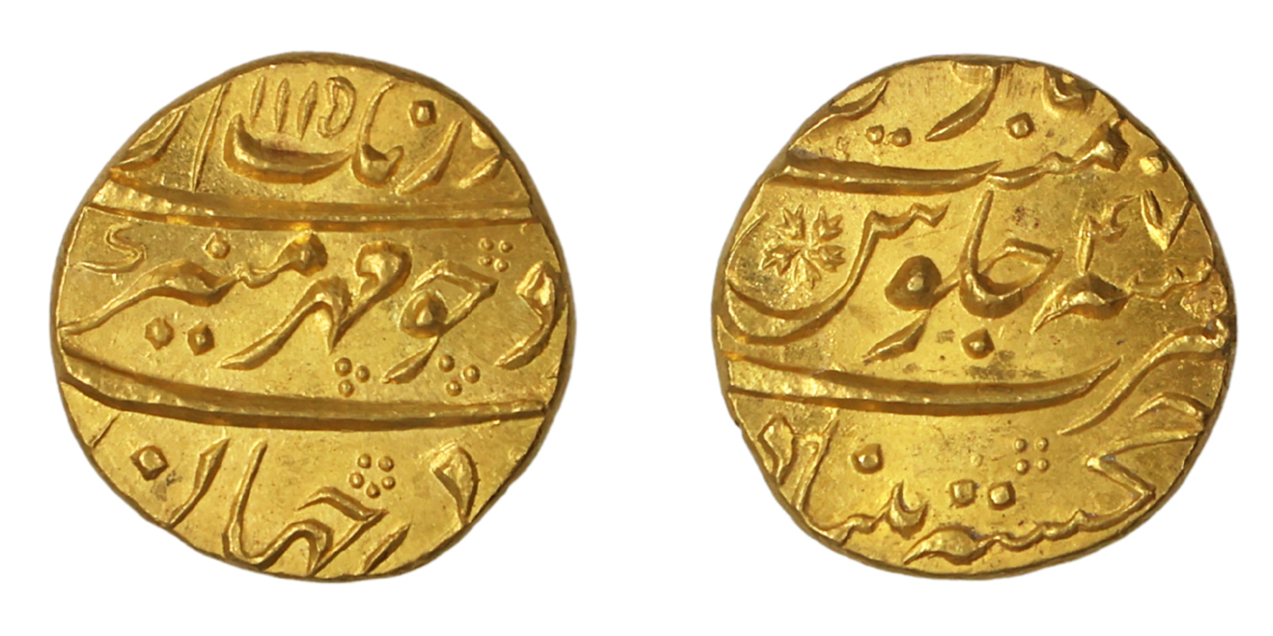 Aurangzeb (AH 1068-1118 / 1658-1707 AD), Gold Mohur, 11.00g, 20.43mm, Khujista Bunyad Mint