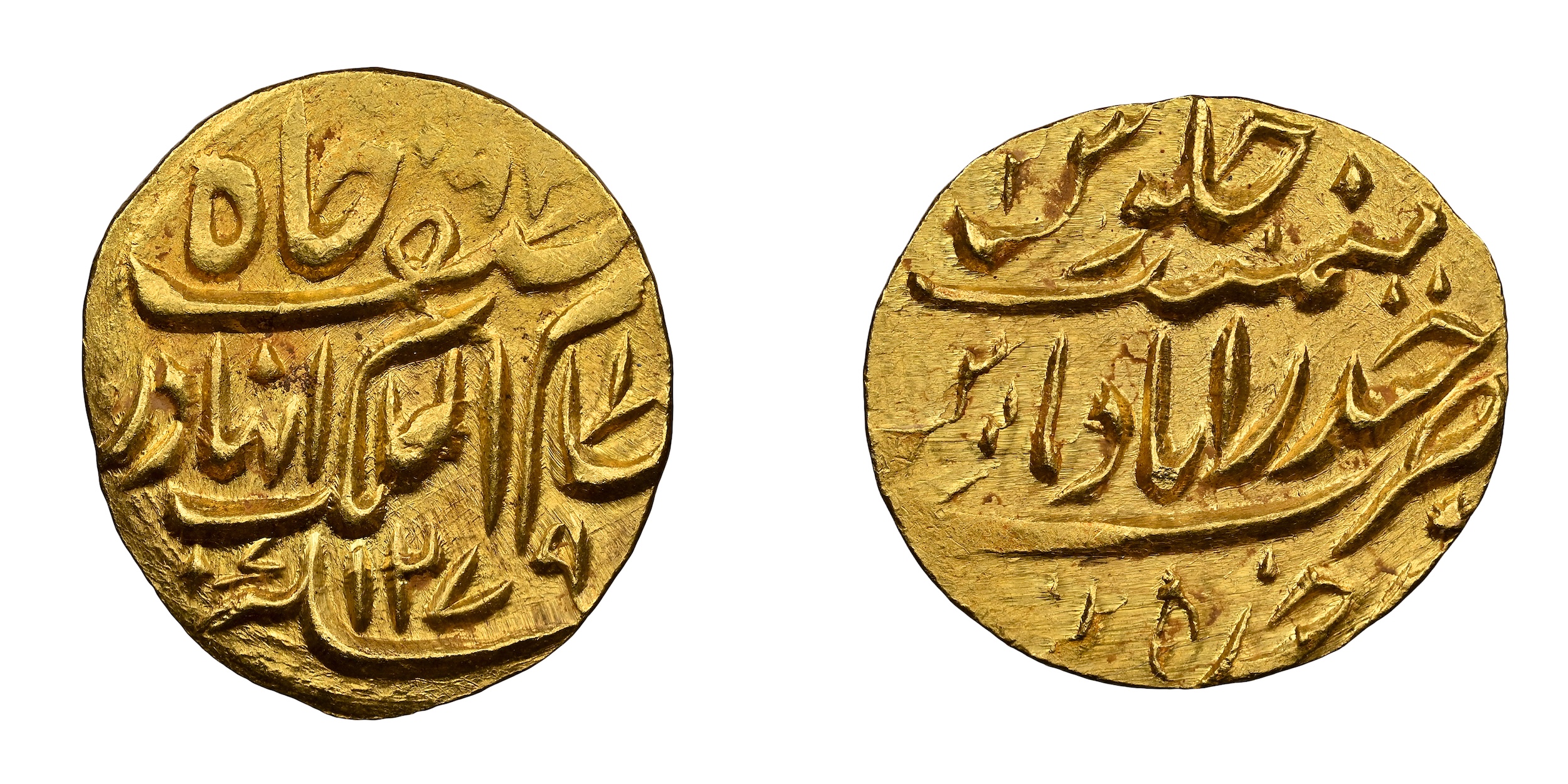 Afzal-ud-Daula (AH 1273-1285 / 1857-1869 AD), Gold 1/4 Mohur , 2.76g, Farkhanda Bunyad Hyd