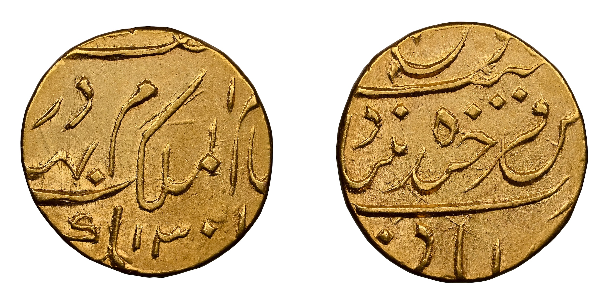 Mir Mahbub Ali Khan (AH 1285-1329 / 1869-1911 AD), Gold 1/4 Ashrafi, 2.78g, Farkhanda Buny