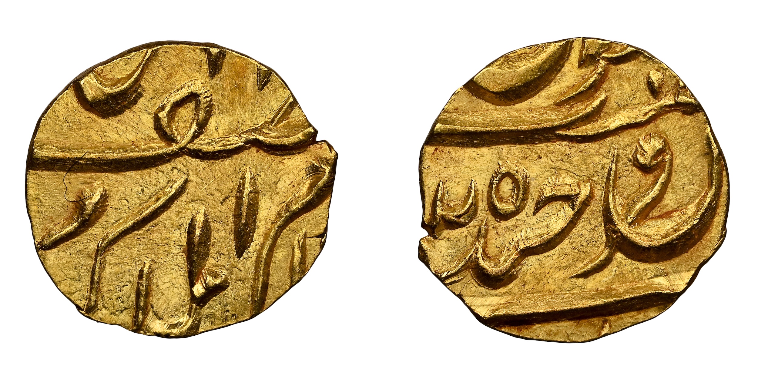 Mir Mahbub Ali Khan (AH 1285-1329 / 1869-1911 AD), Gold 1/8 Ashrafi, 1.37g, Farkhanda Buny