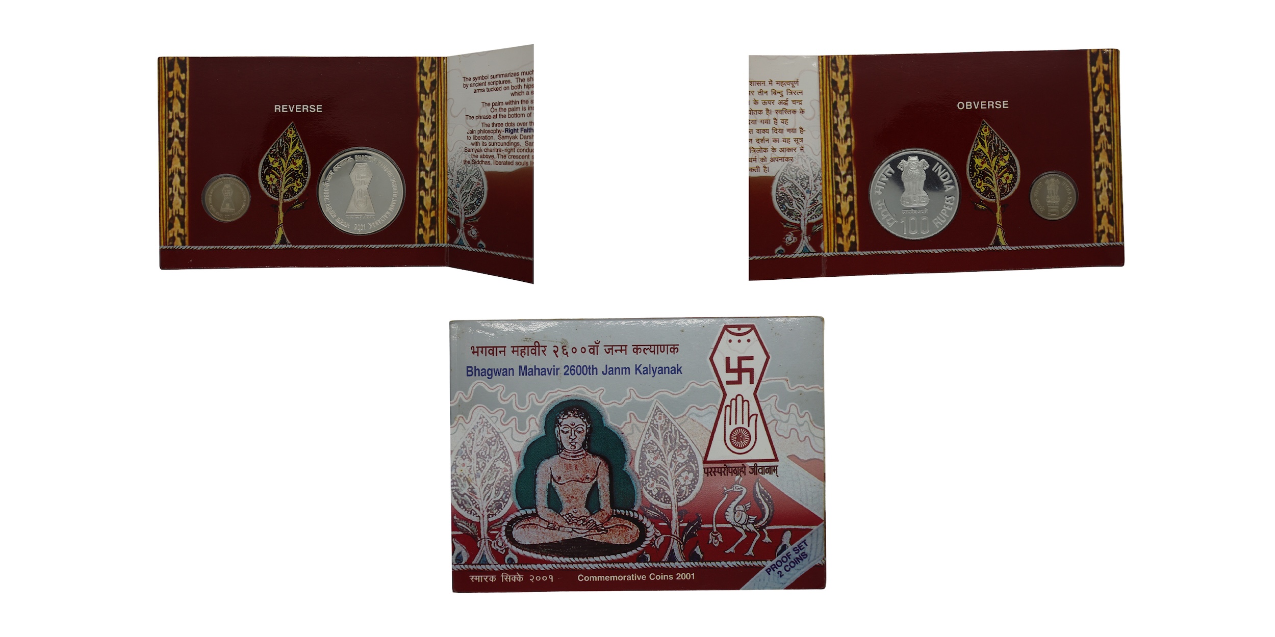Commemorative, 2001 , “Bhagwan Mahavir-2600th Janm Kalyanak”, Mumbai Mint, Proof Coin Set 