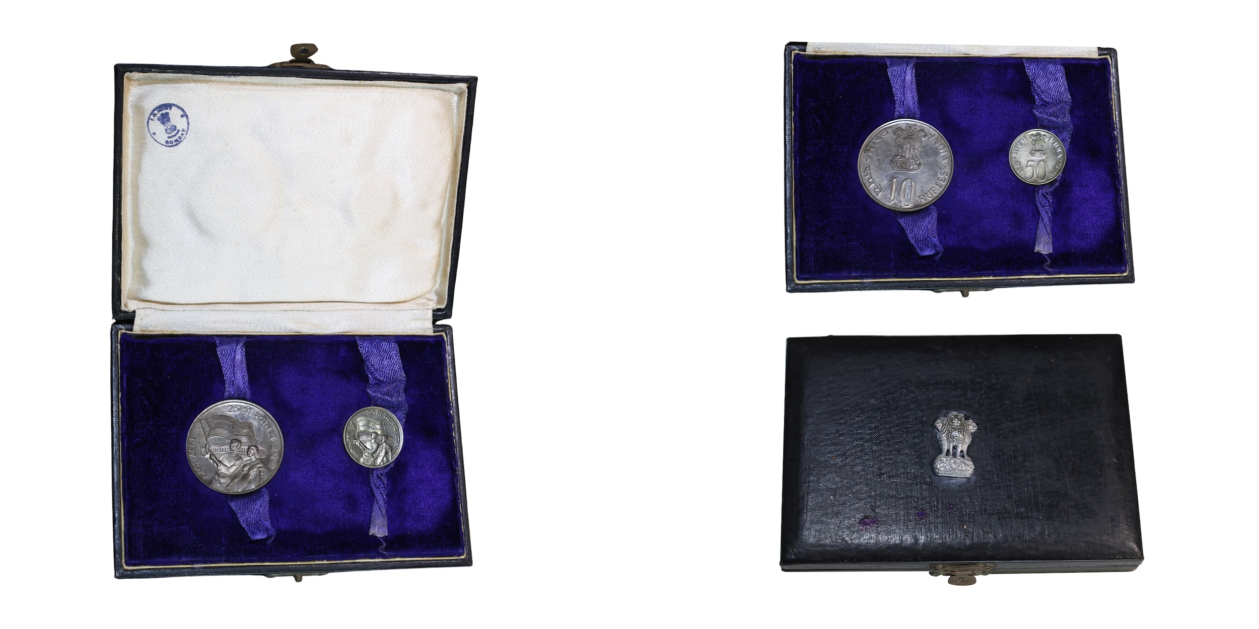 1972, Commemorative, “25th Anniversary of Independence”, Bombay Mint, VIP Unc Coin Set - (