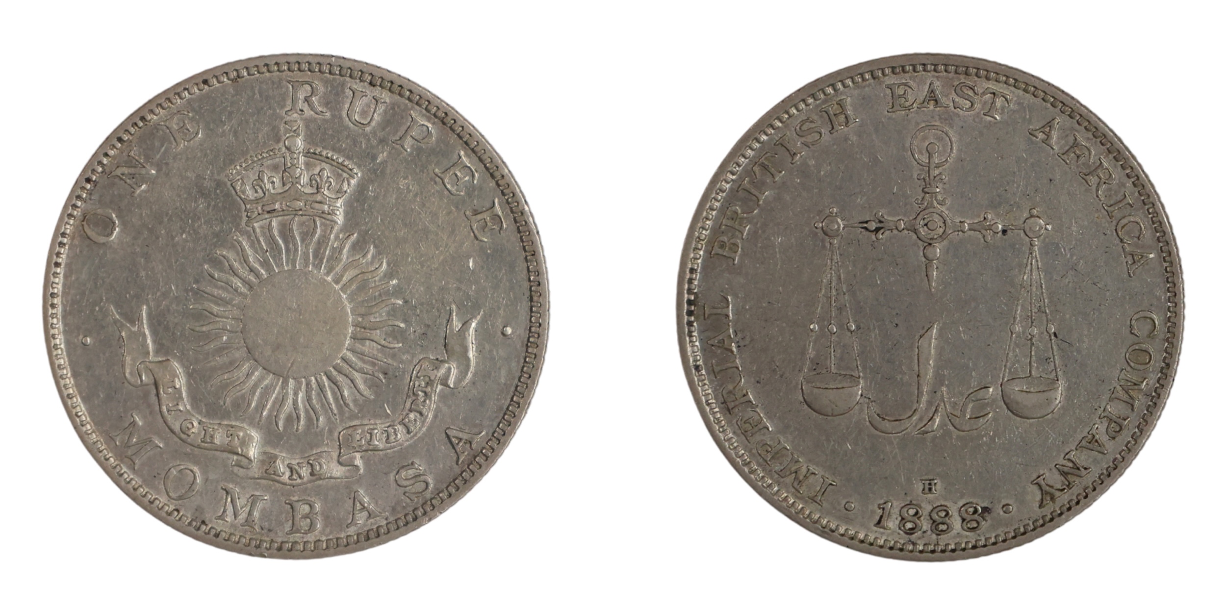 Mombasa, IBEA (Imperial British East Africa) Coinage, Silver Rupee , 11.63g, 30.41mm, 1888